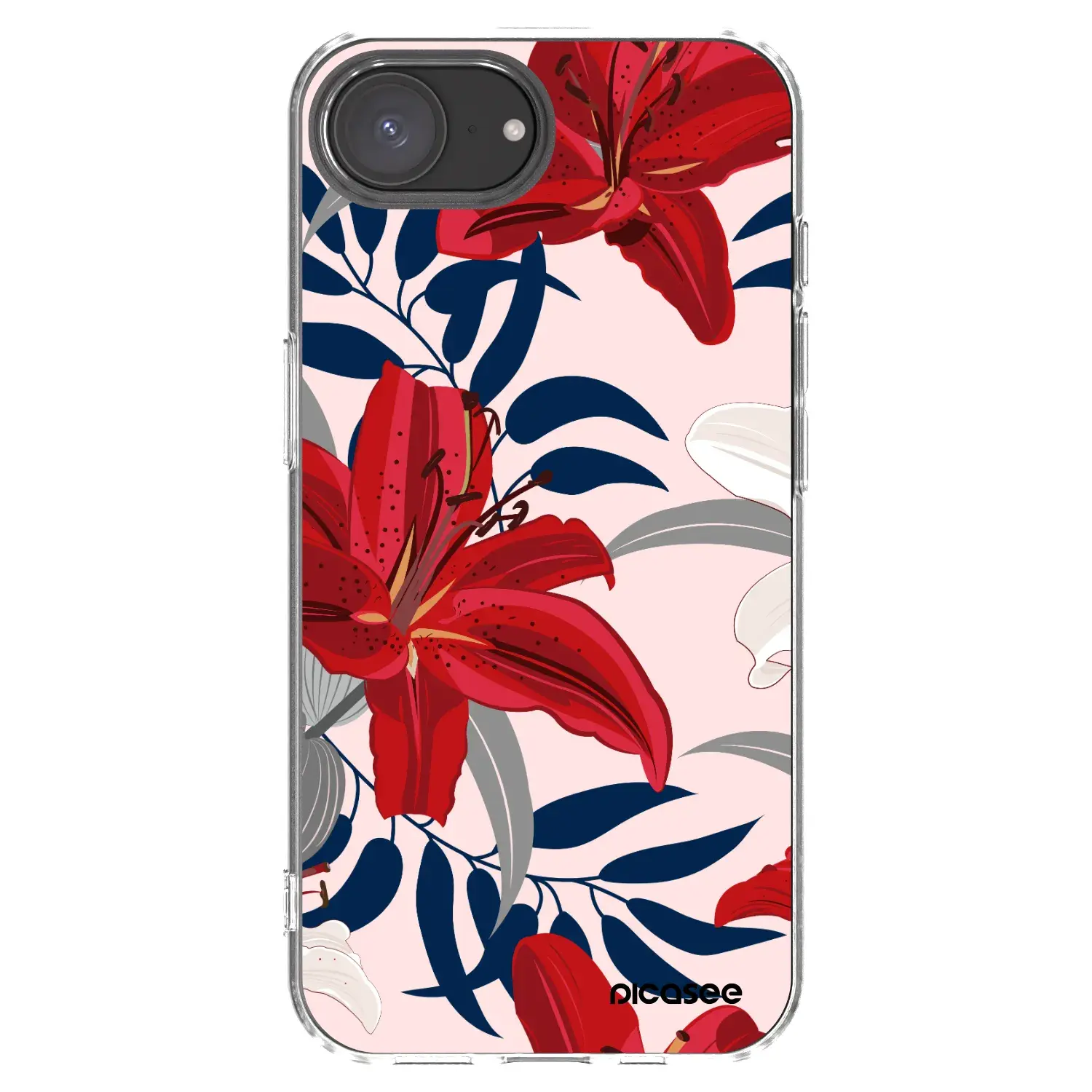 Silikonový průhledný obal pro Apple iPhone 17e - Red Lily