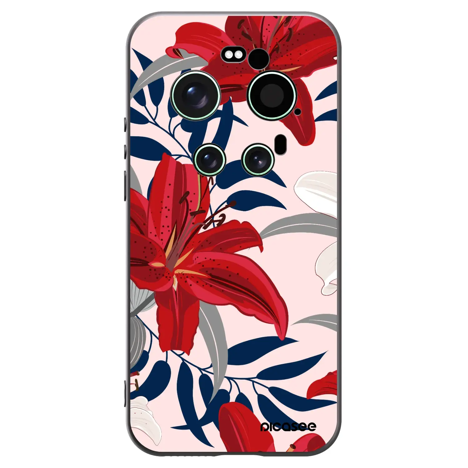 Silikonový černý obal pro Xiaomi 17 Ultra - Red Lily