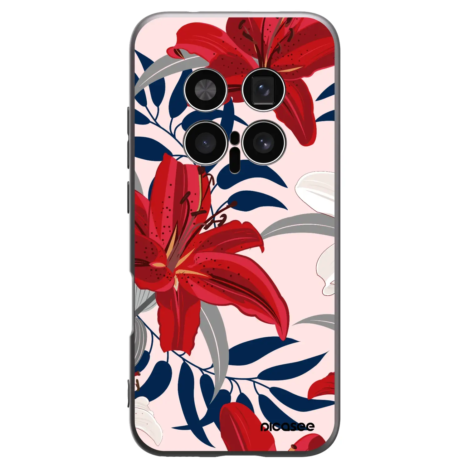 Silikonový černý obal pro Honor Magic8 Pro 5G - Red Lily