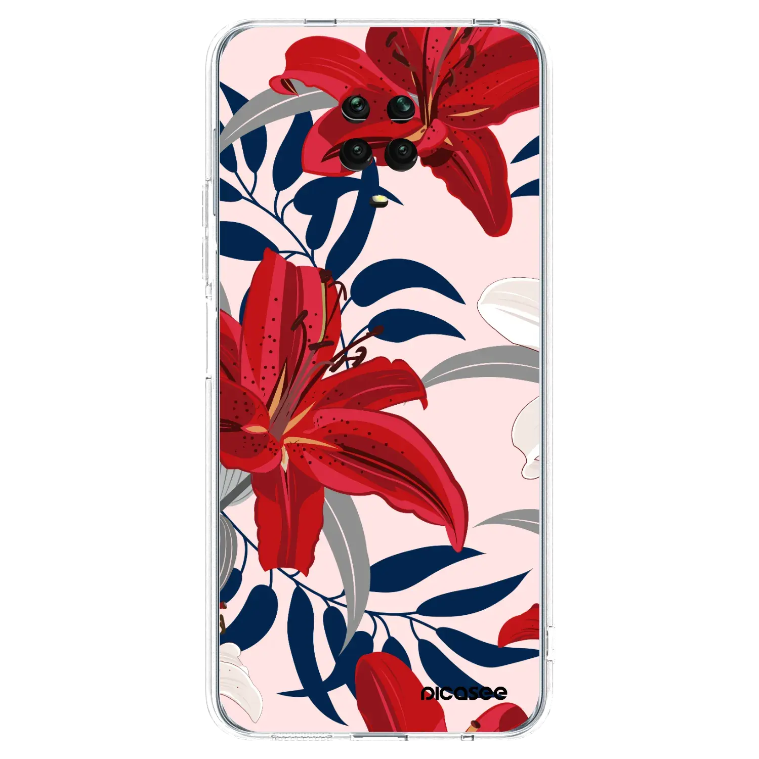 Silikonový průhledný obal pro Xiaomi Redmi Note 9S - Red Lily