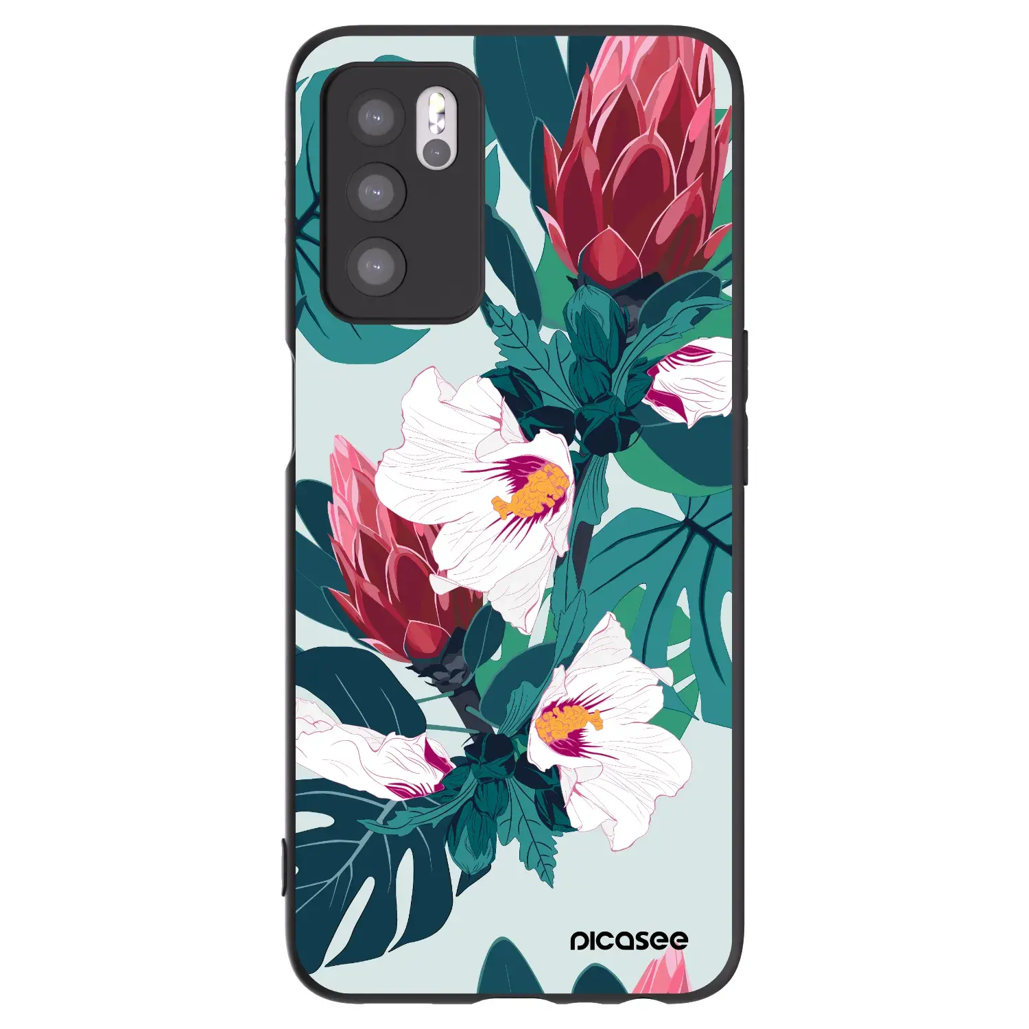 Silikonový černý obal pro OPPO A16s - Rhododendron