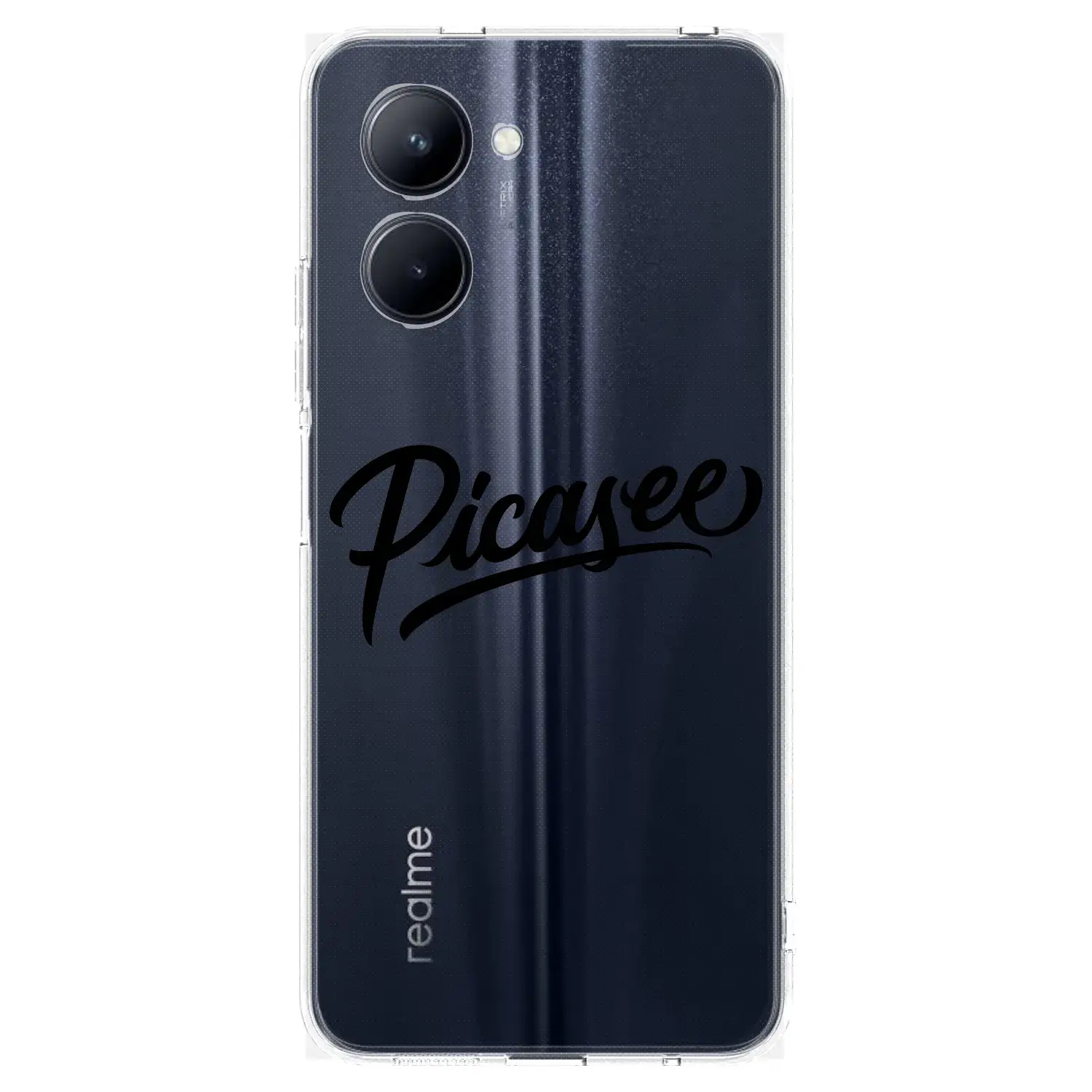 Silikonový průhledný obal pro Realme C33 (2023) - Picasee - old logo - black