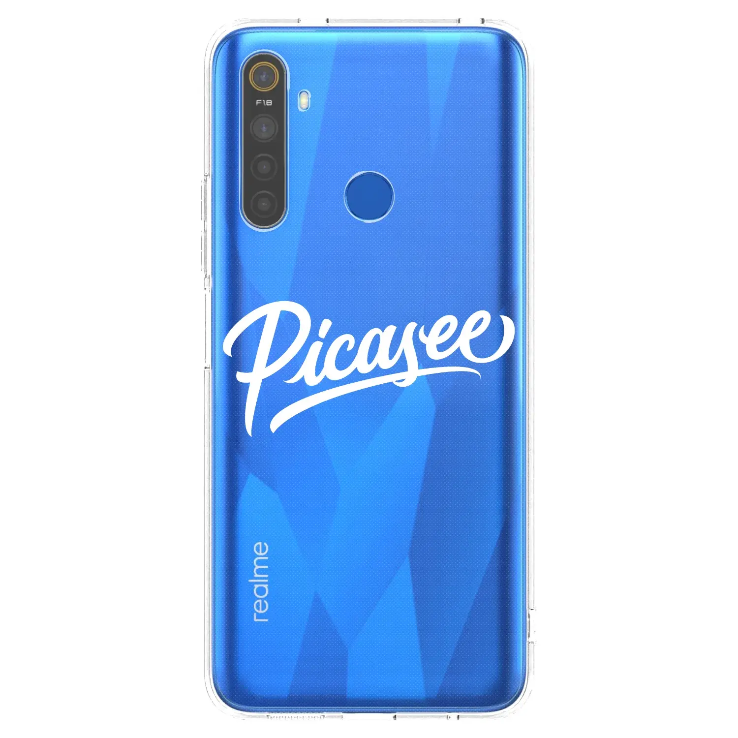 Silikonový průhledný obal pro Realme 5 - Picasee - old logo - white
