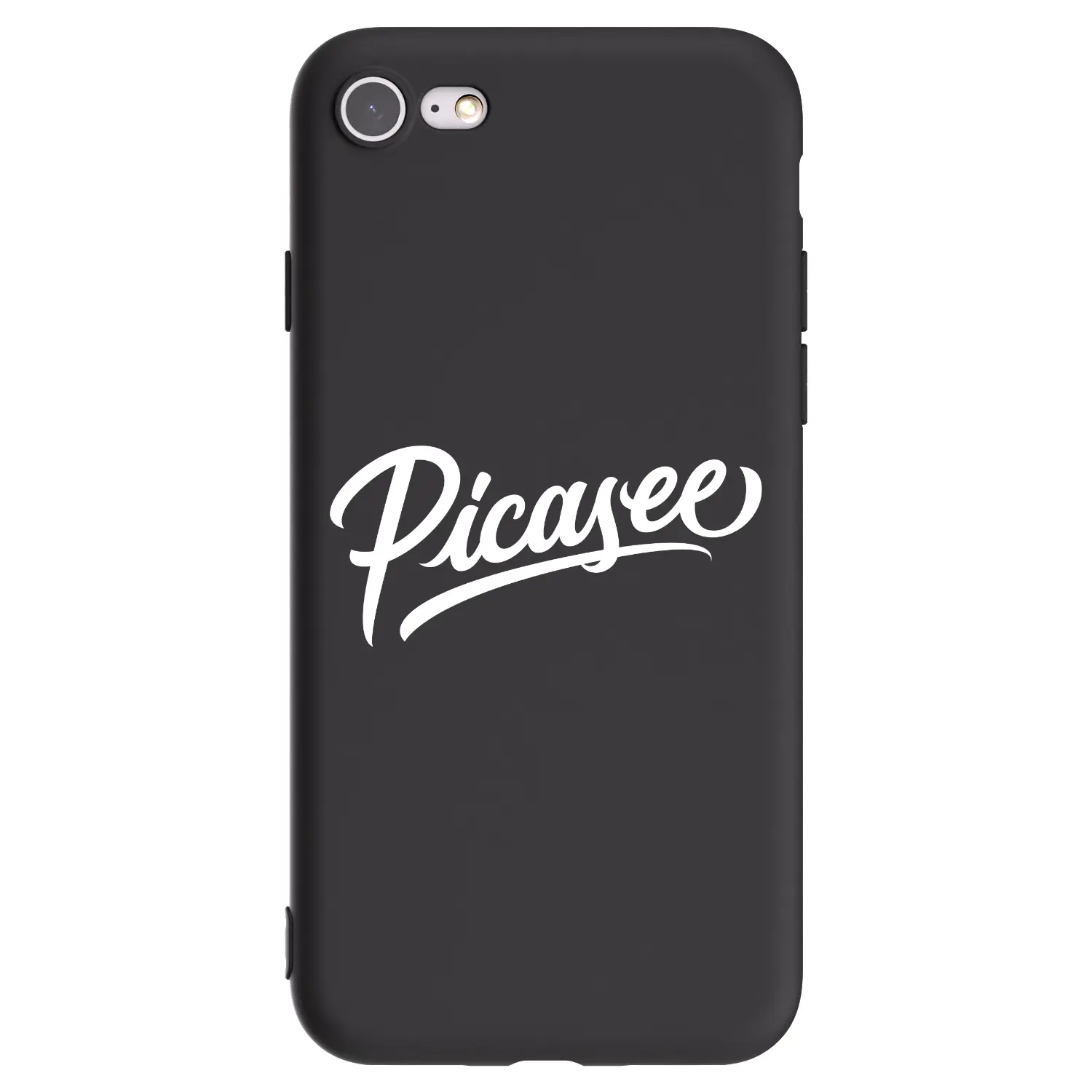 Silikonový černý obal pro Apple iPhone SE 2022 - Picasee - old logo - white