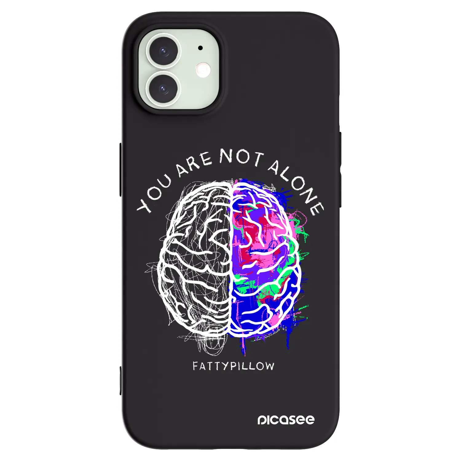 Silikonový černý obal pro Apple iPhone 12 Pro - Brain - White