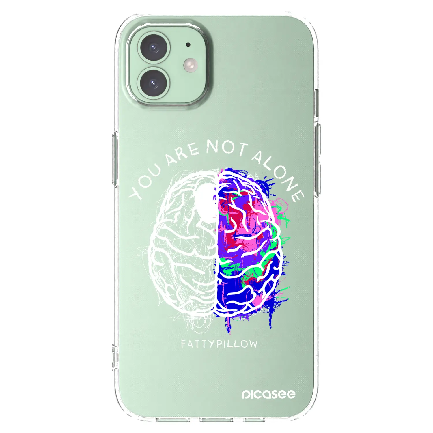 Silikonový průhledný obal pro Apple iPhone 12 Pro - Brain - White
