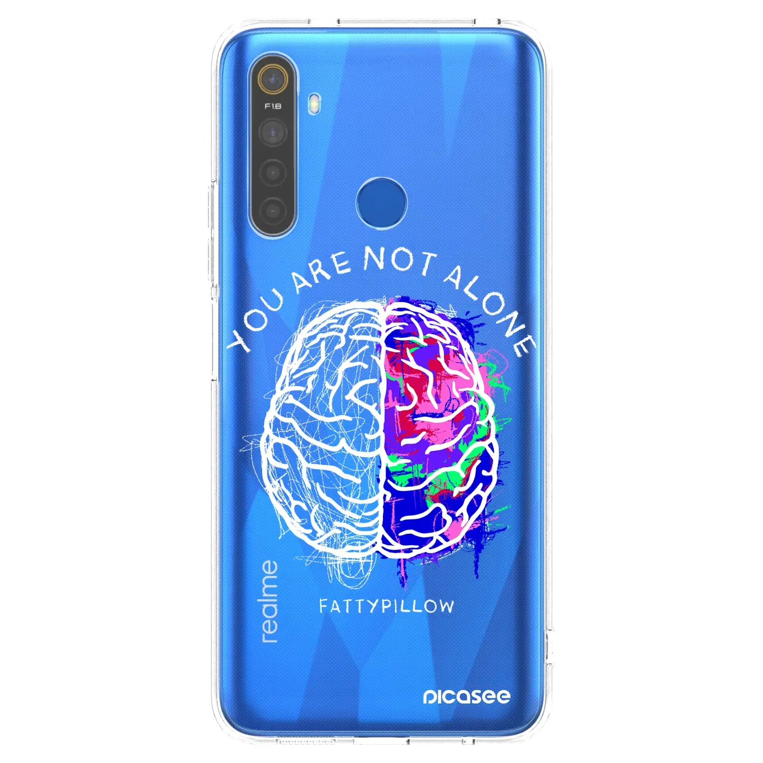 Silikonový průhledný obal pro Realme 5 - Brain - White