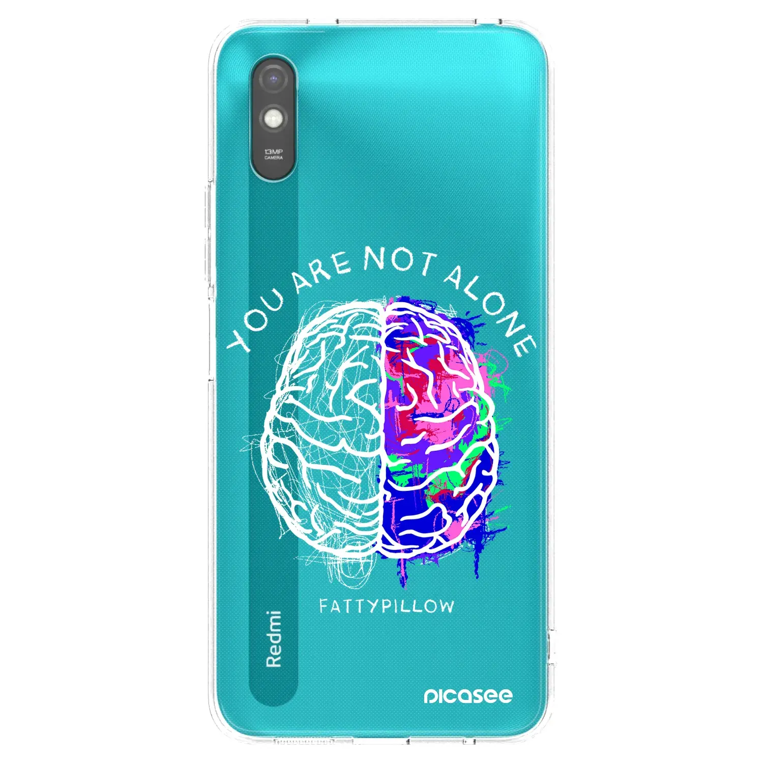 Silikonový průhledný obal pro Xiaomi Redmi 9AT - Brain - White