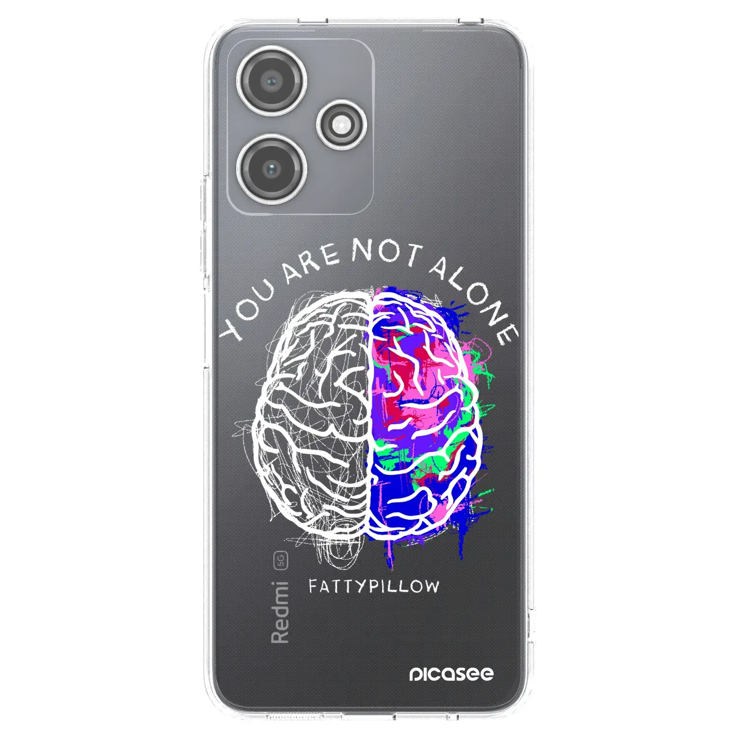 Silikonový průhledný obal pro Xiaomi Redmi 12 5G - Brain - White