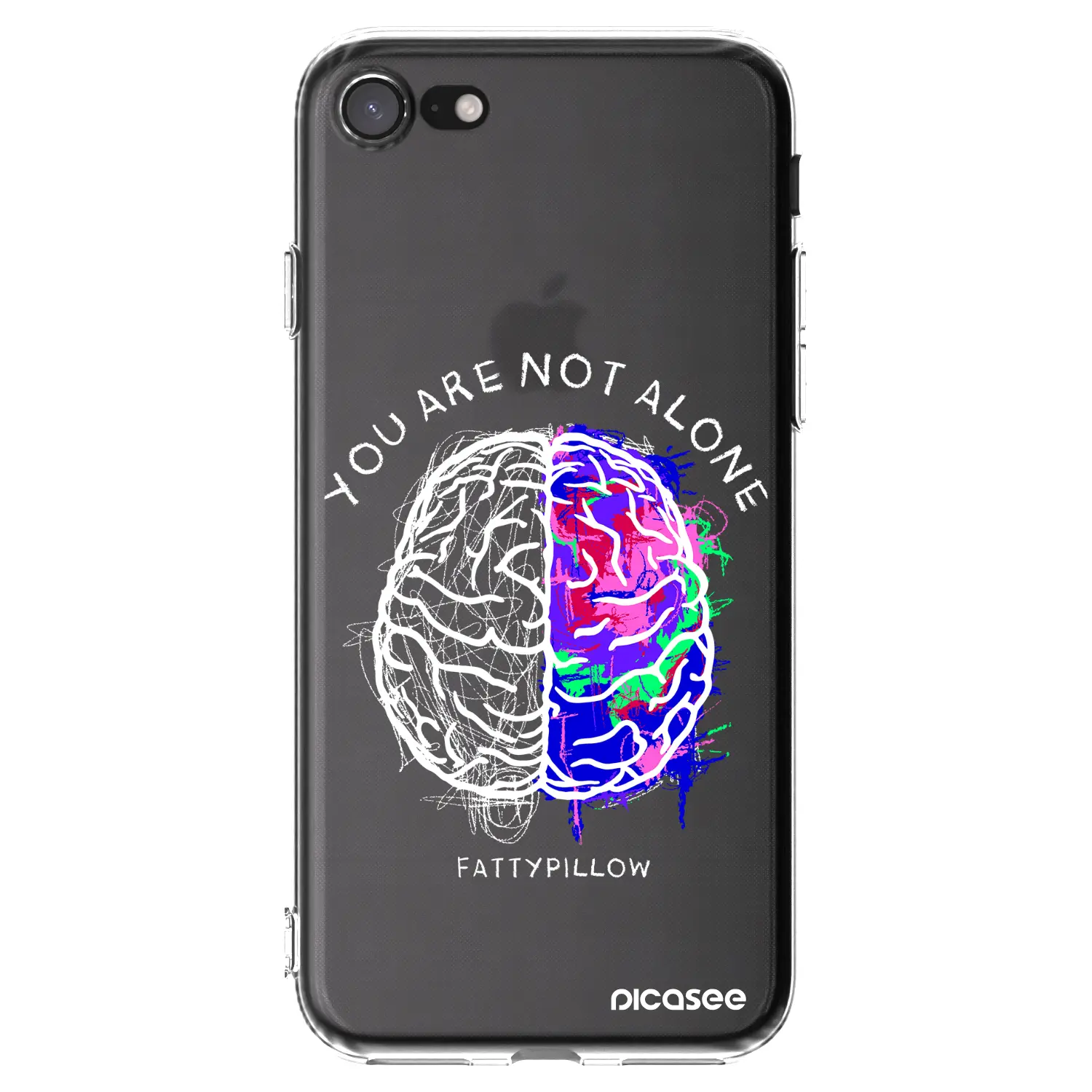 Silikonový průhledný obal pro Apple iPhone SE 2020 - Brain - White