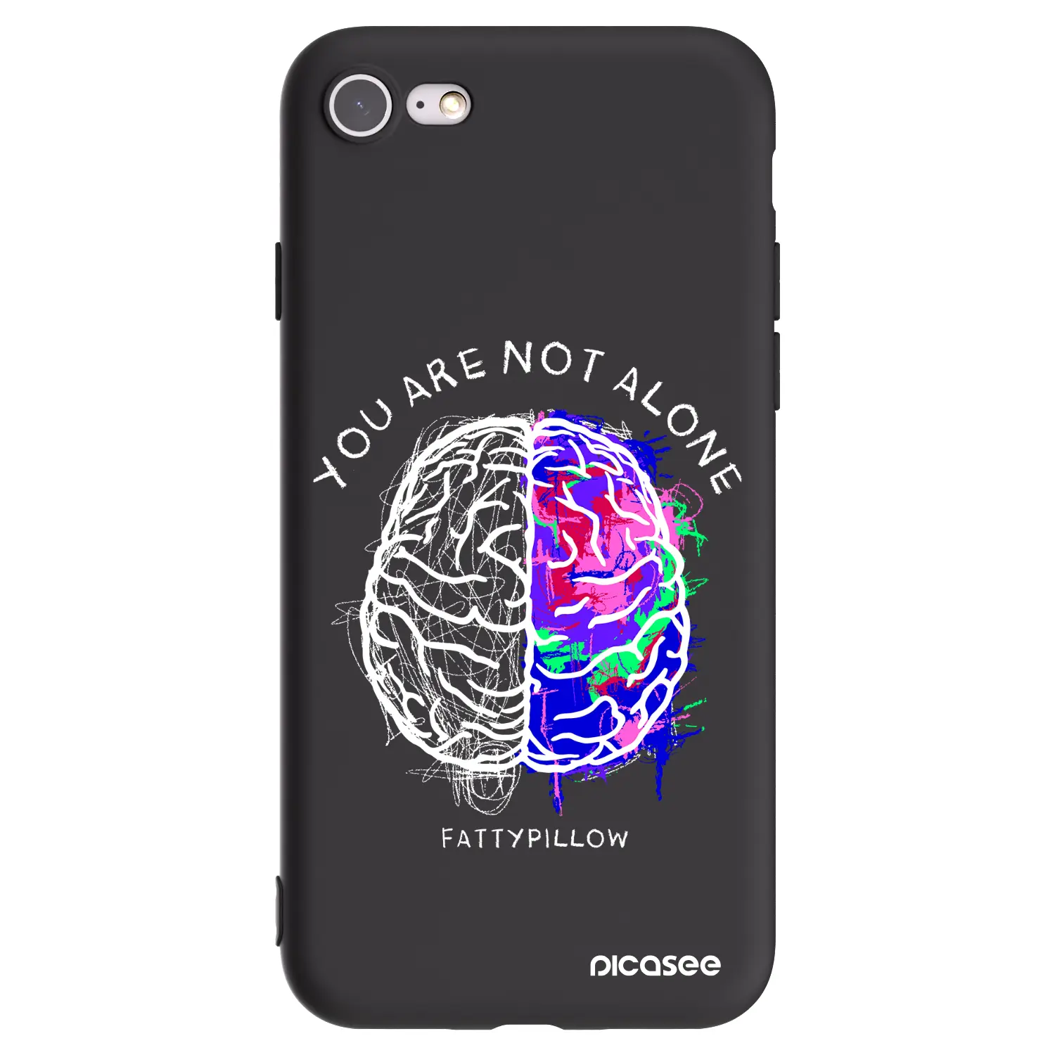 Silikonový černý obal pro Apple iPhone SE 2020 - Brain - White