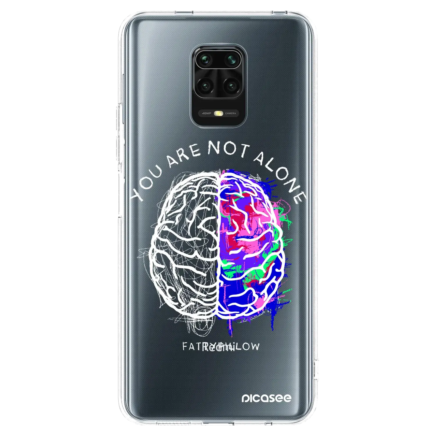Silikonový průhledný obal pro Xiaomi Redmi Note 9S - Brain - White