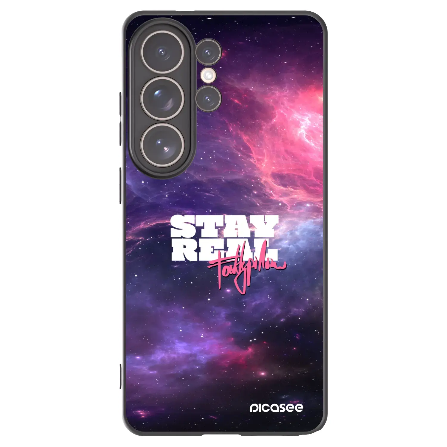 Silikonový černý obal pro Samsung Galaxy S26 Ultra - Stay Real
