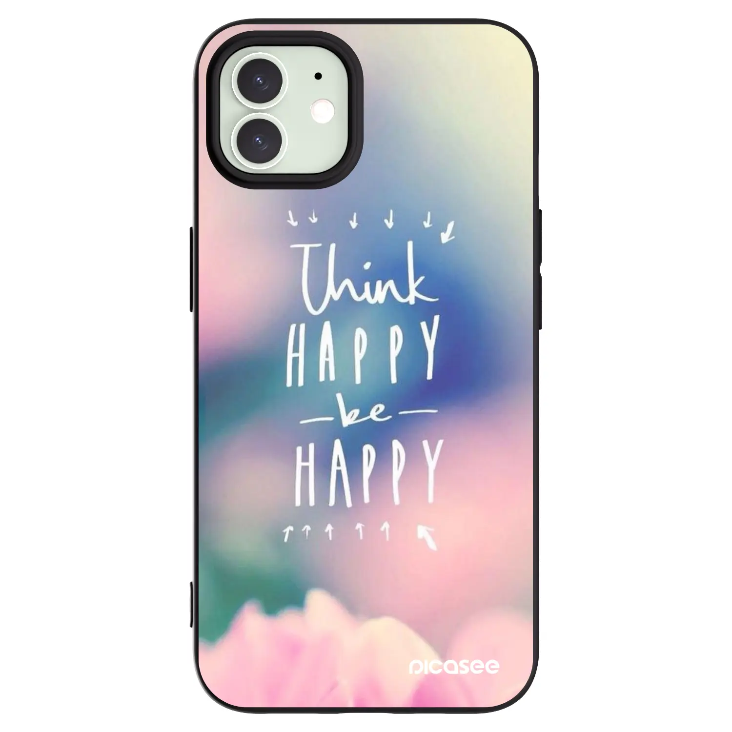 Silikonový černý obal pro Apple iPhone 12 - Mysli pozitivně!