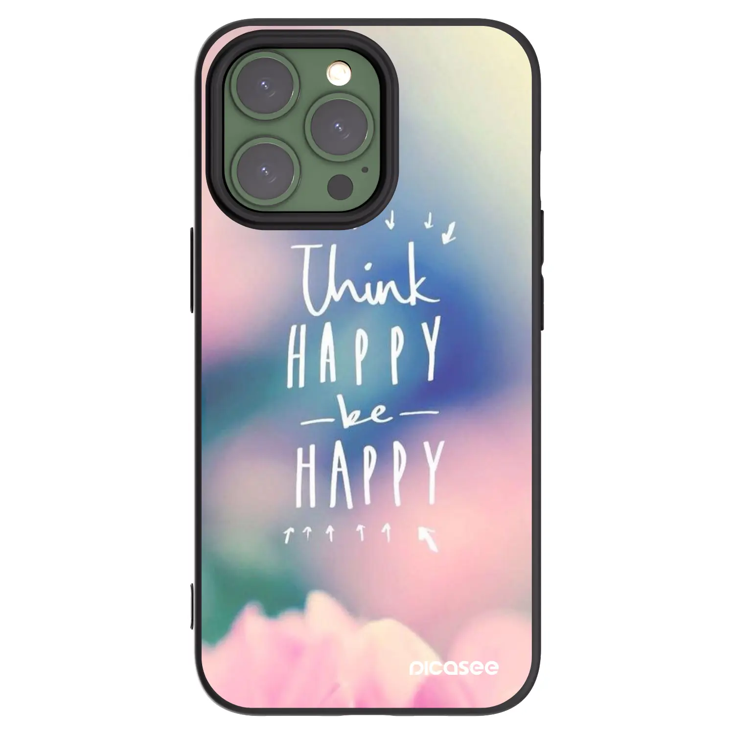 Silikonový černý obal pro Apple iPhone 13 Pro - Mysli pozitivně!