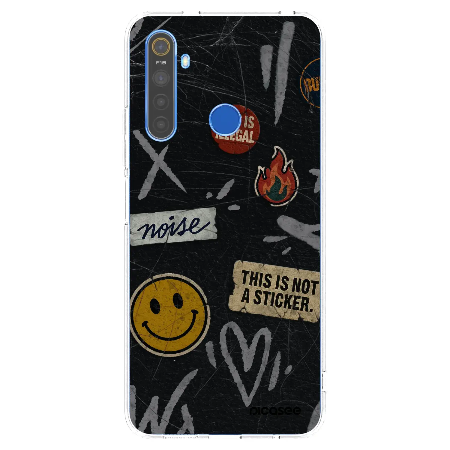 Silikonový průhledný obal pro Realme 5 - STICKERS x TAGS