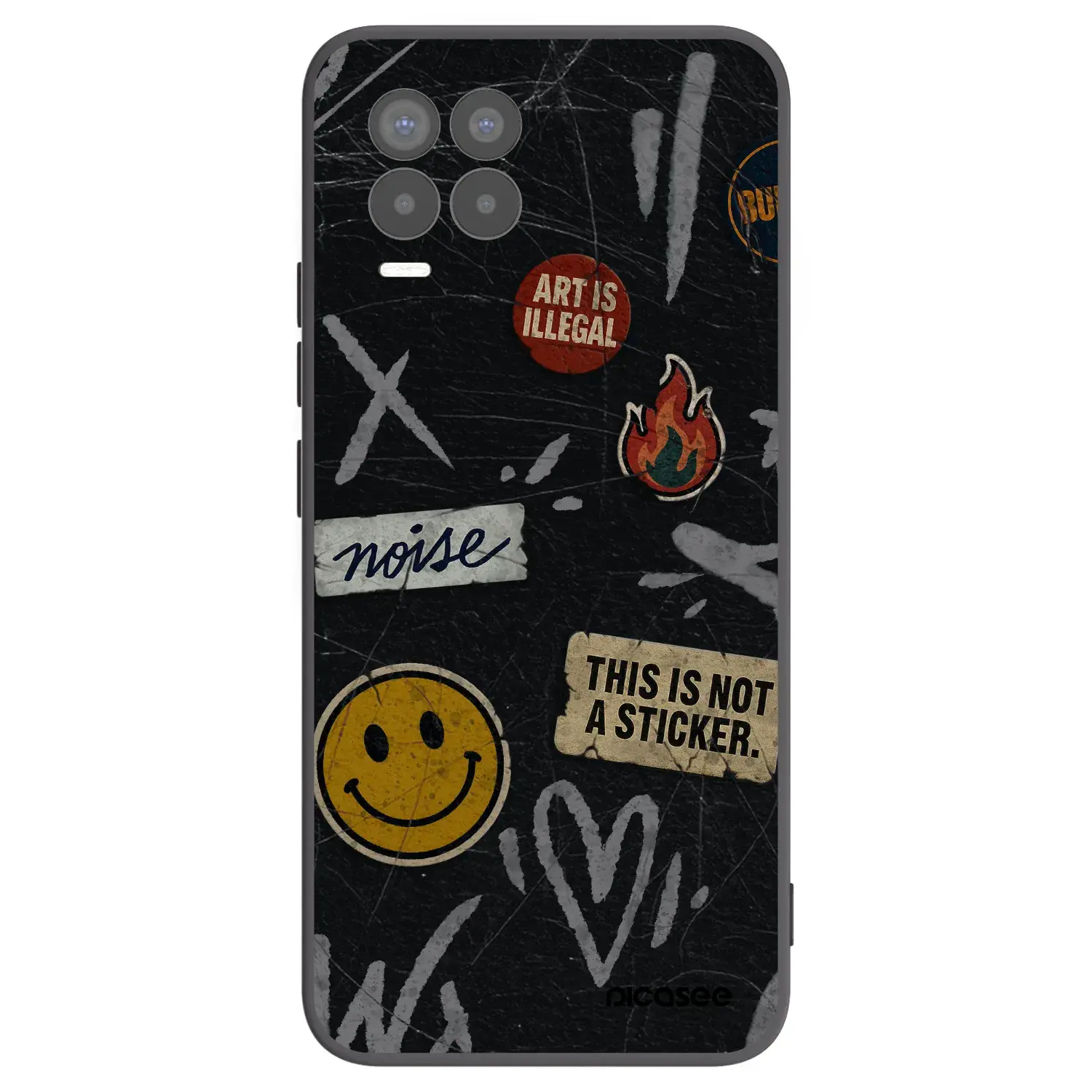 Silikonový černý obal pro Realme 8 Pro - STICKERS x TAGS
