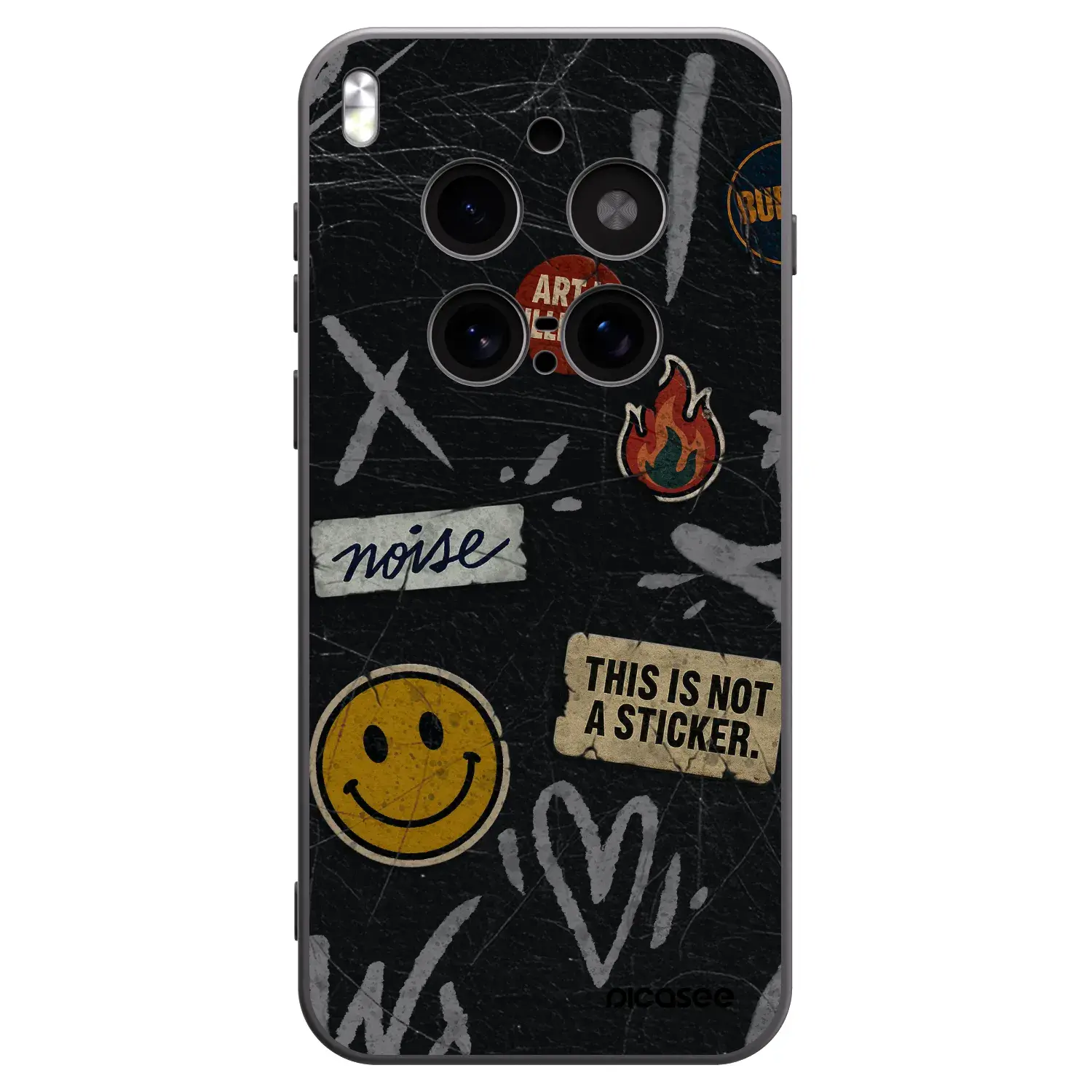 Silikonový černý obal pro Vivo X300 Pro - STICKERS x TAGS