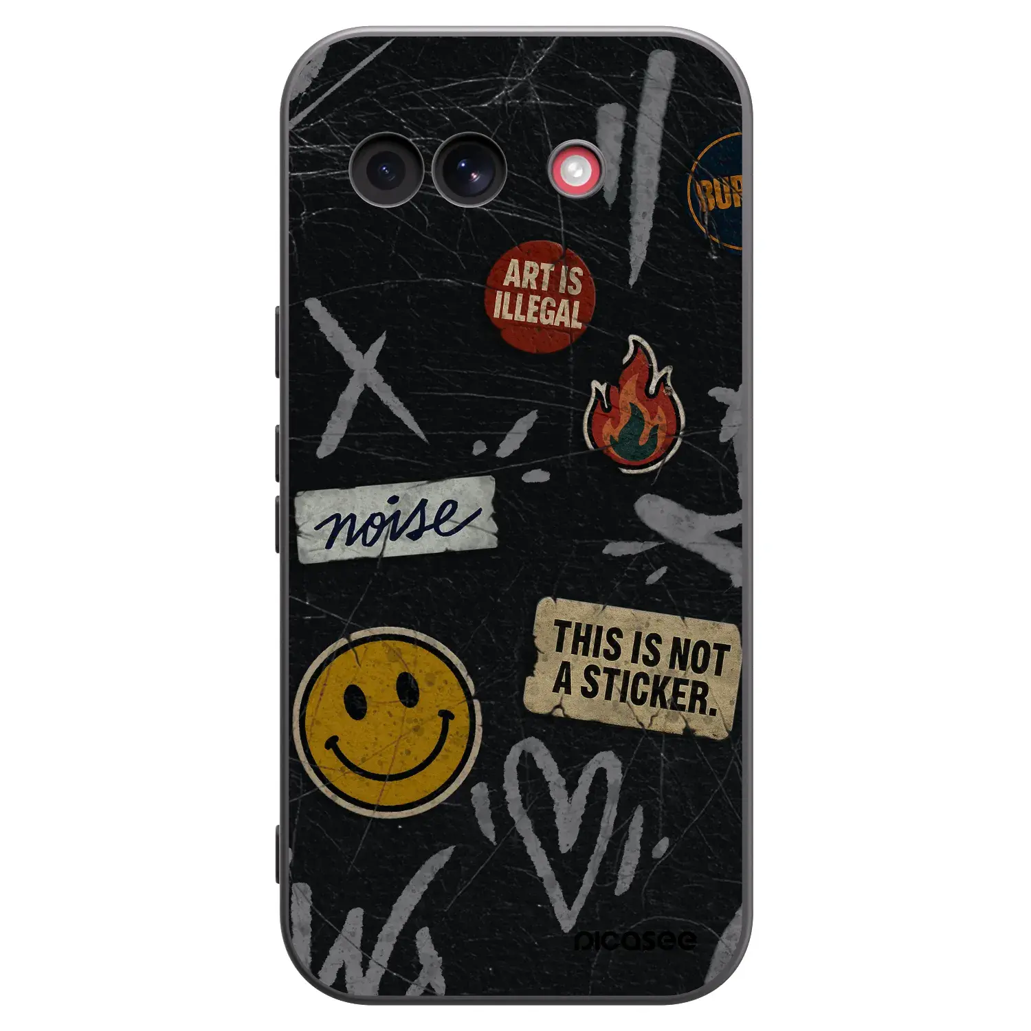 Silikonový černý obal pro Google Pixel 10a - STICKERS x TAGS