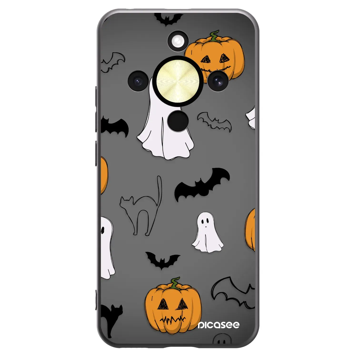 Silikonový černý obal pro Honor Magic8 Lite 5G - Spooky crew