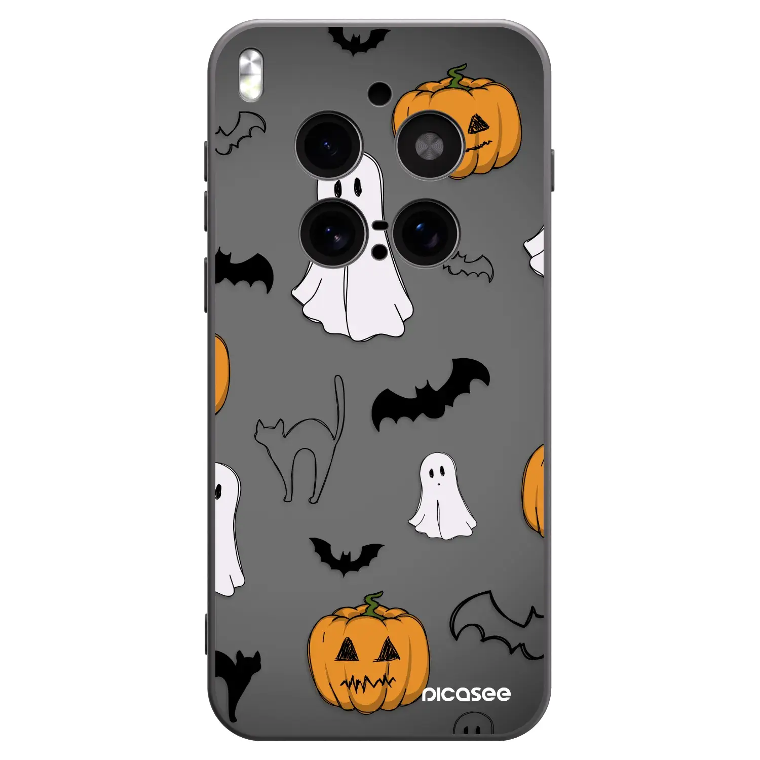 Silikonový černý obal pro Vivo X300 Pro - Spooky crew