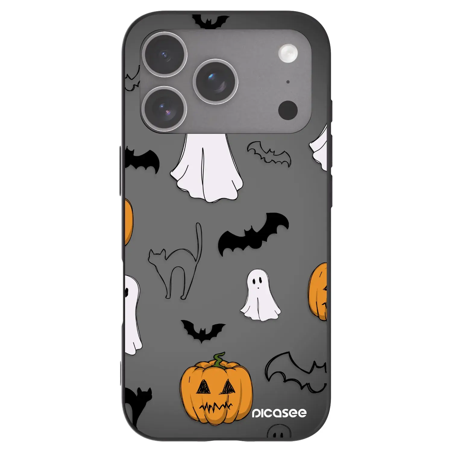 Silikonový černý obal pro Apple iPhone 18 Pro - Spooky crew