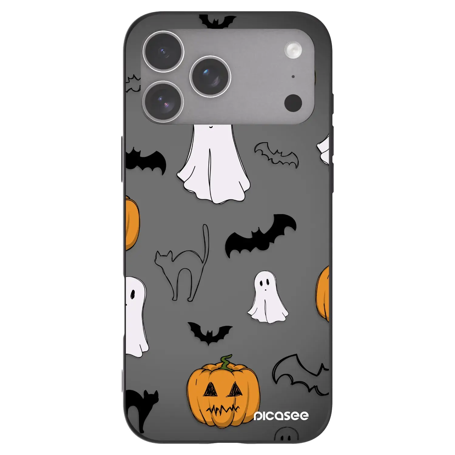 Silikonový černý obal pro Apple iPhone 18 Pro Max - Spooky crew