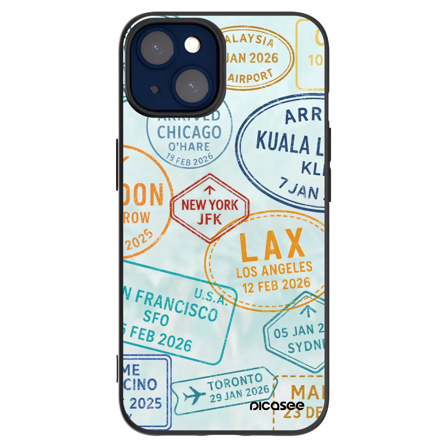 Silikonový černý obal pro Apple iPhone 14 - PASSPORT EDITION