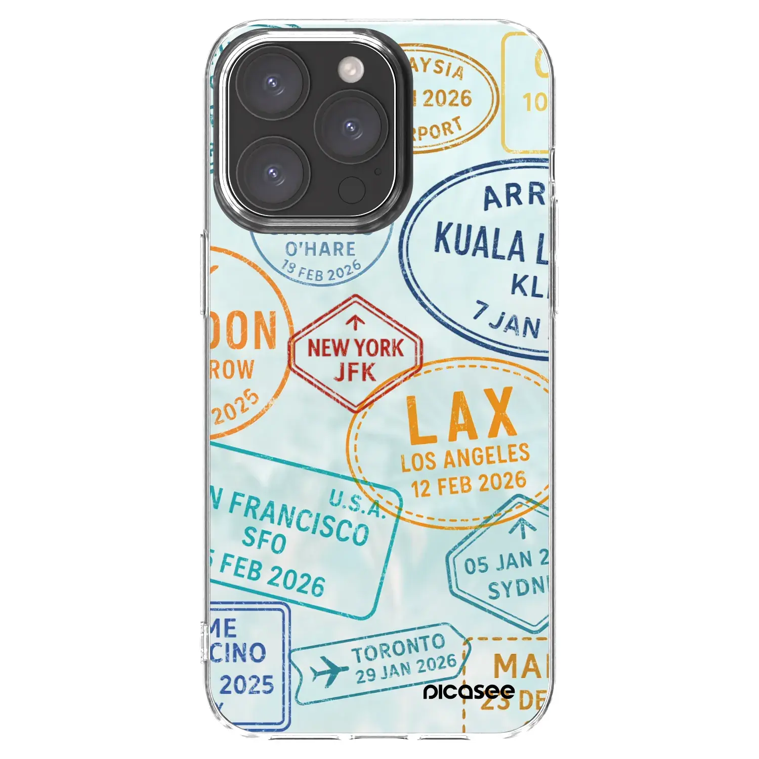 Silikonový průhledný obal pro Apple iPhone 15 Pro Max - PASSPORT EDITION