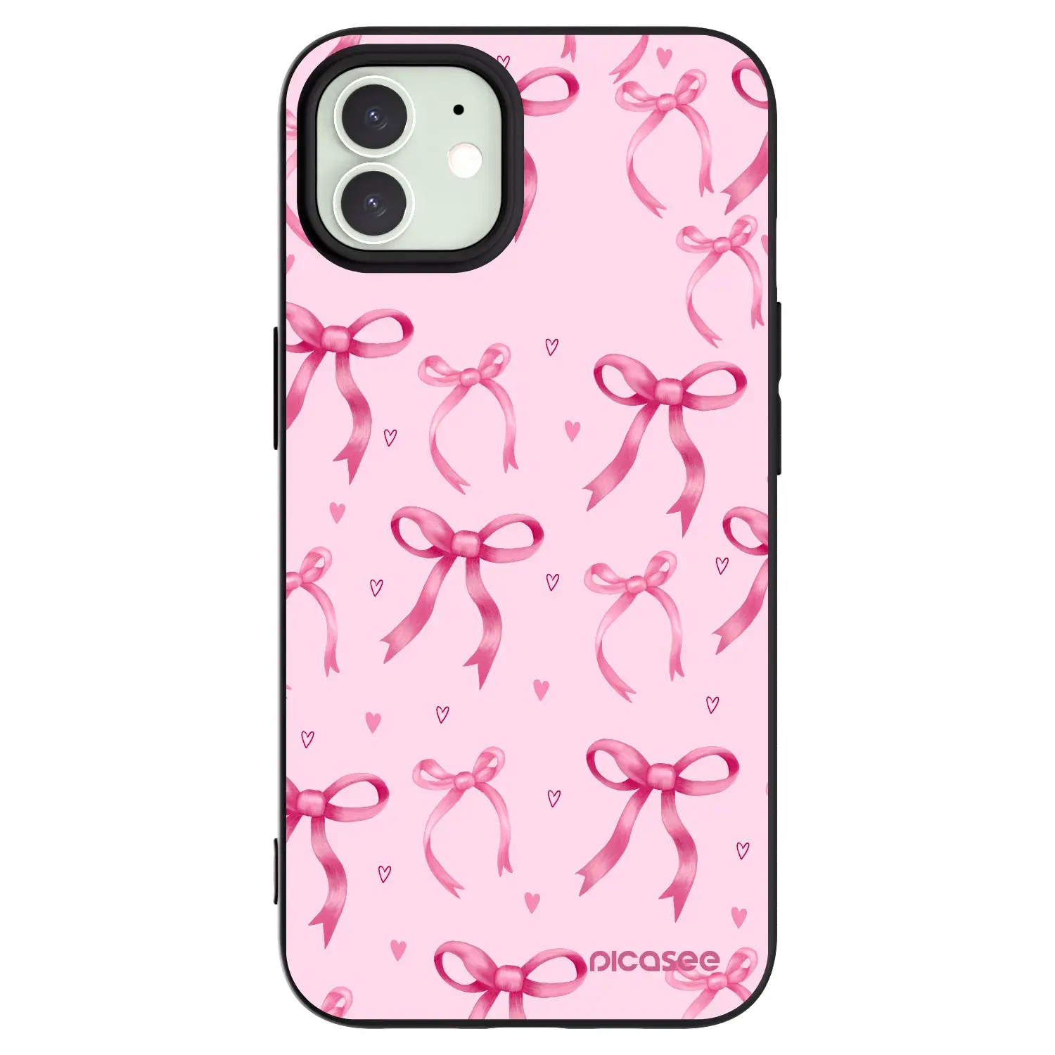 Silikonový černý obal pro Apple iPhone 12 - Bow Aesthetic