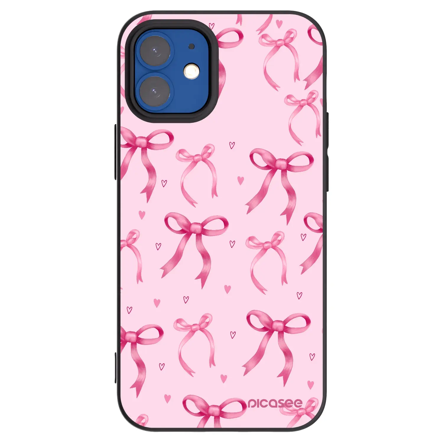 Silikonový černý obal pro Apple iPhone 12 mini - Bow Aesthetic