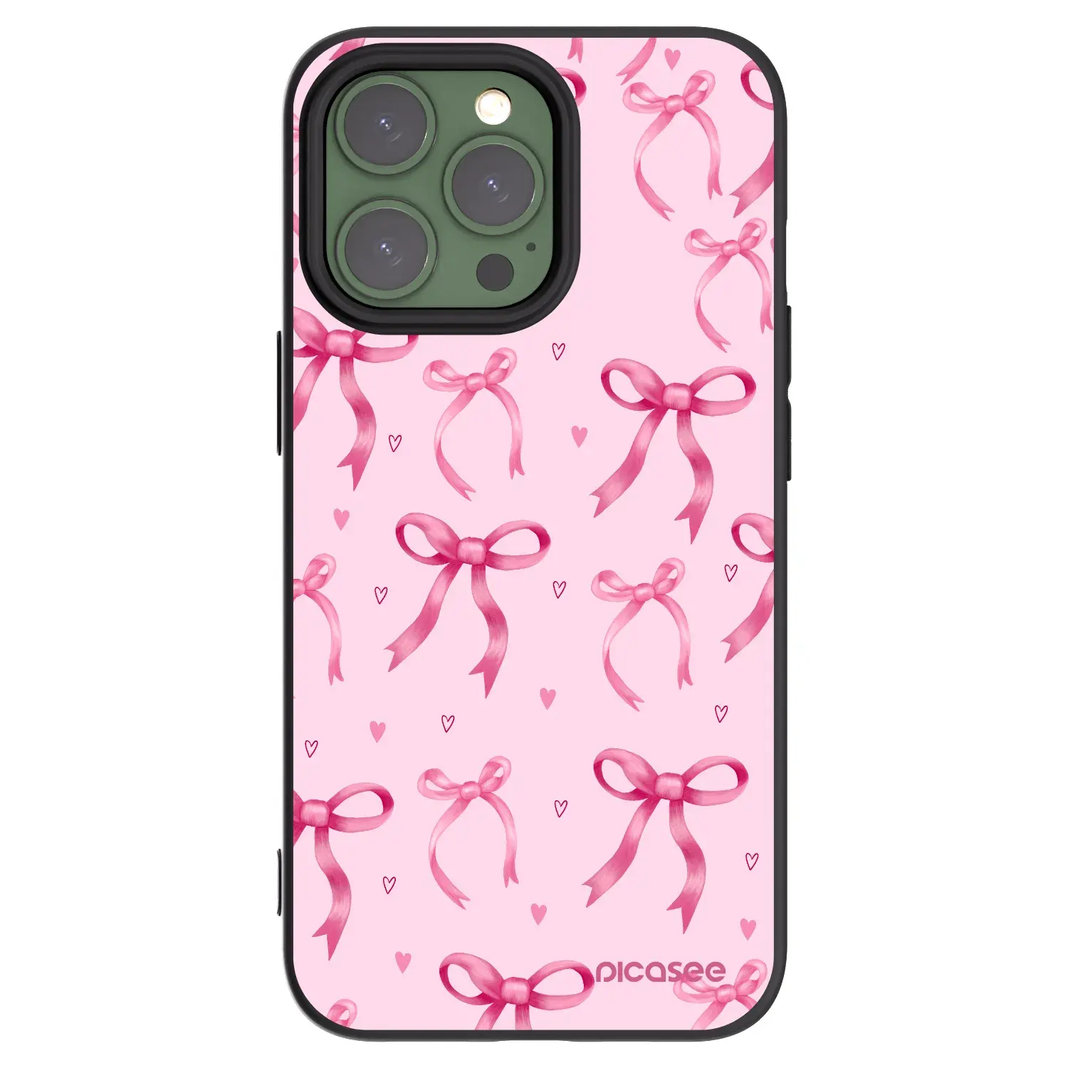 Silikonový černý obal pro Apple iPhone 13 Pro - Bow Aesthetic