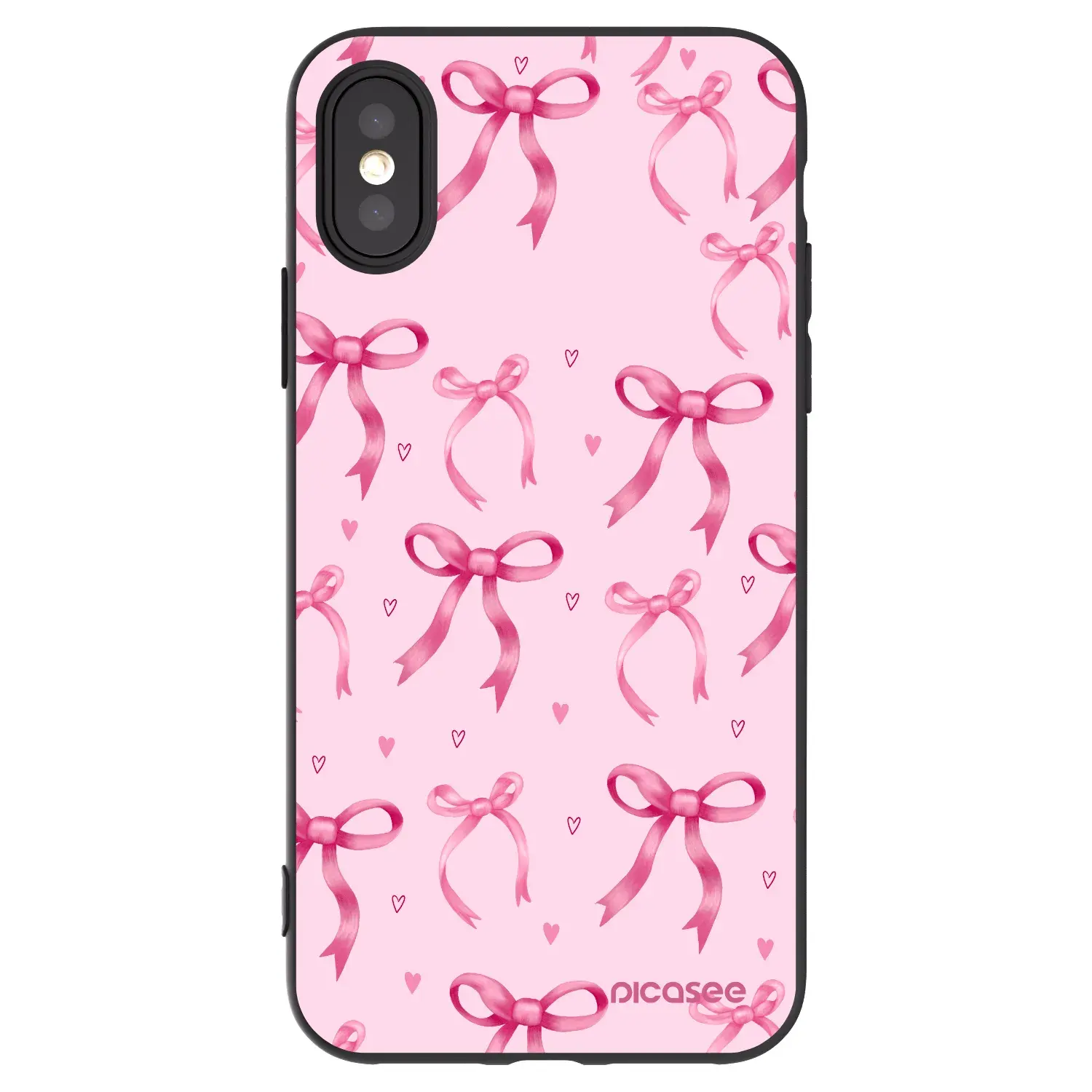 Silikonový černý obal pro Apple iPhone X/XS - Bow Aesthetic