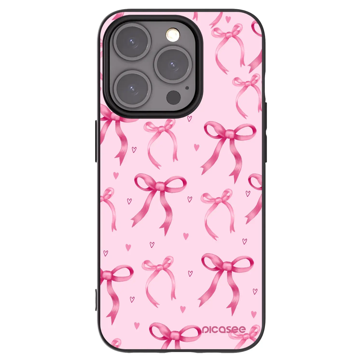 Silikonový černý obal pro Apple iPhone 15 Pro - Bow Aesthetic