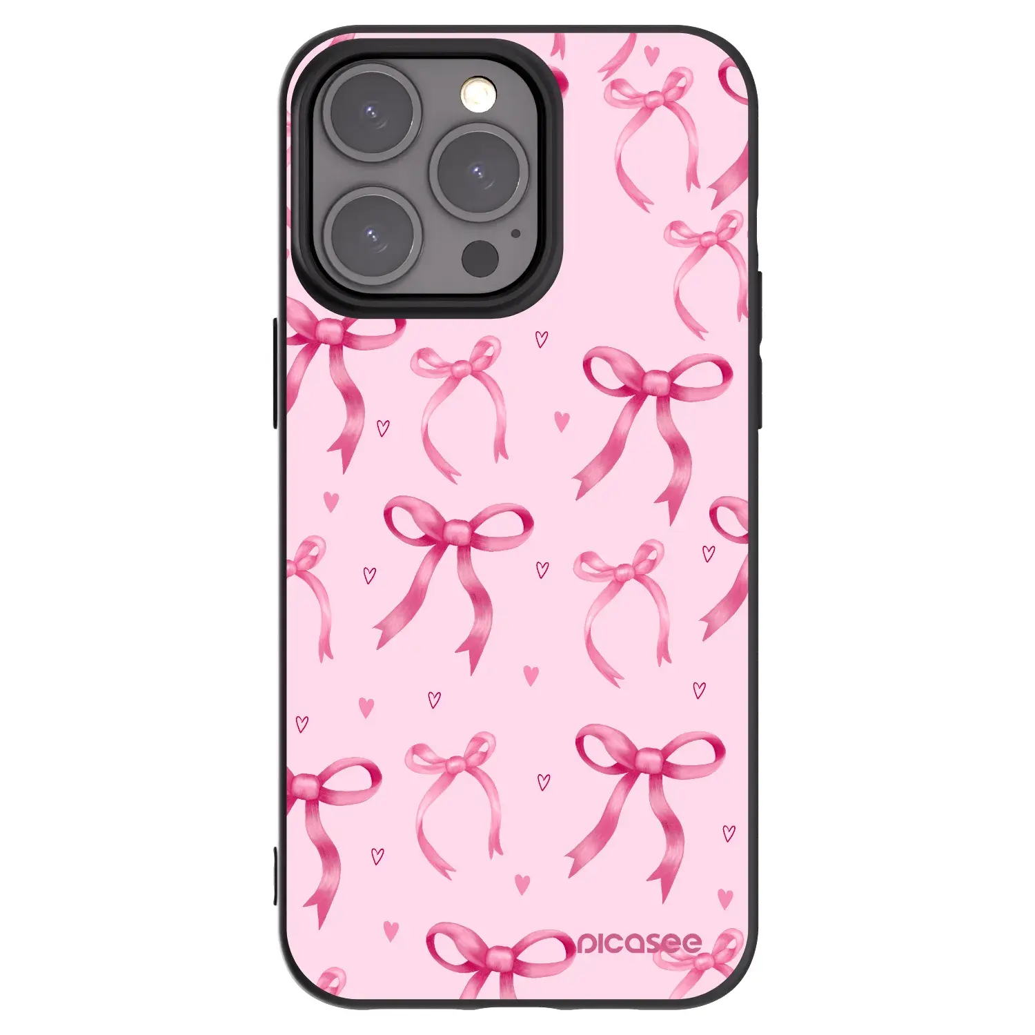 Silikonový černý obal pro Apple iPhone 15 Pro Max - Bow Aesthetic
