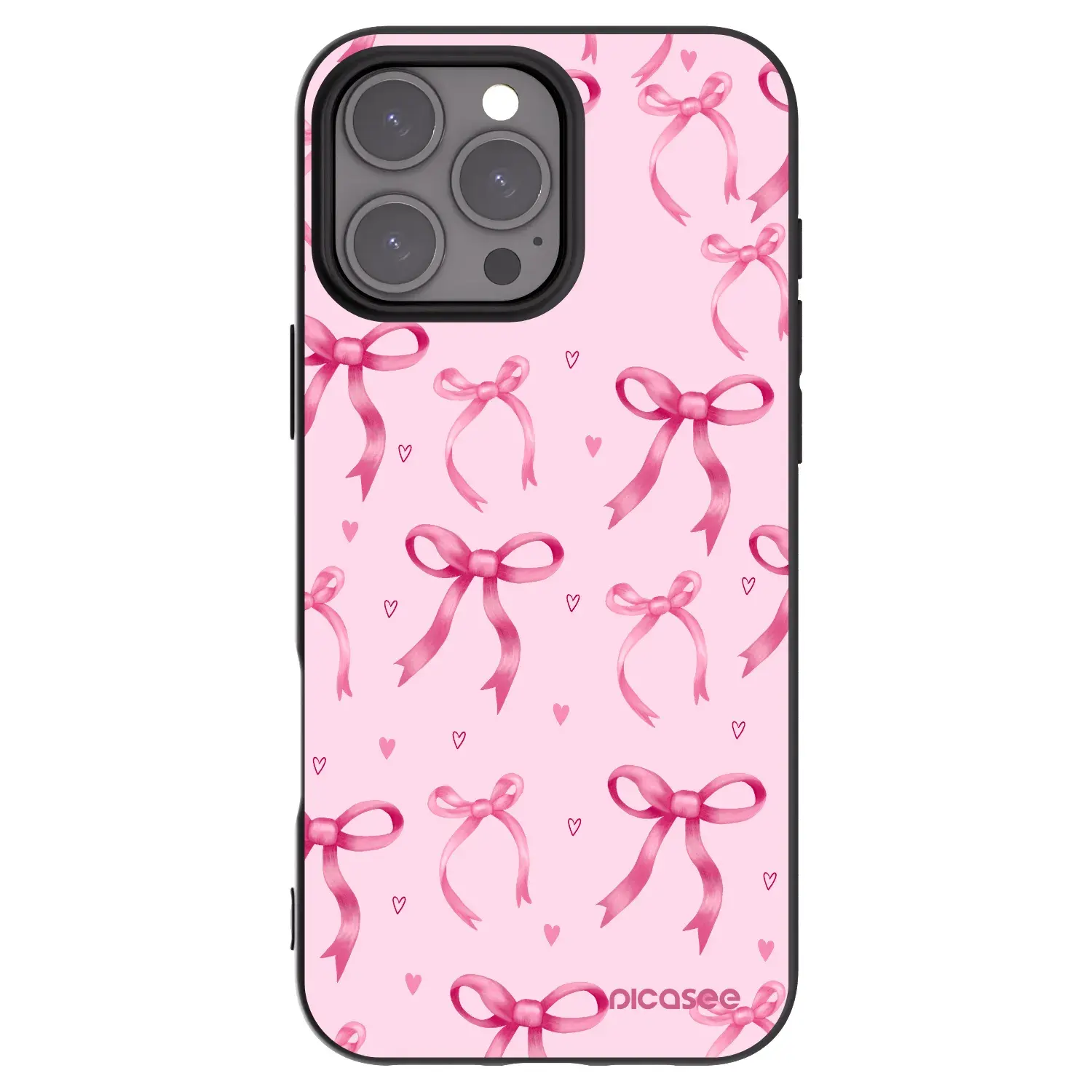 Silikonový černý obal pro Apple iPhone 16 Pro Max - Bow Aesthetic
