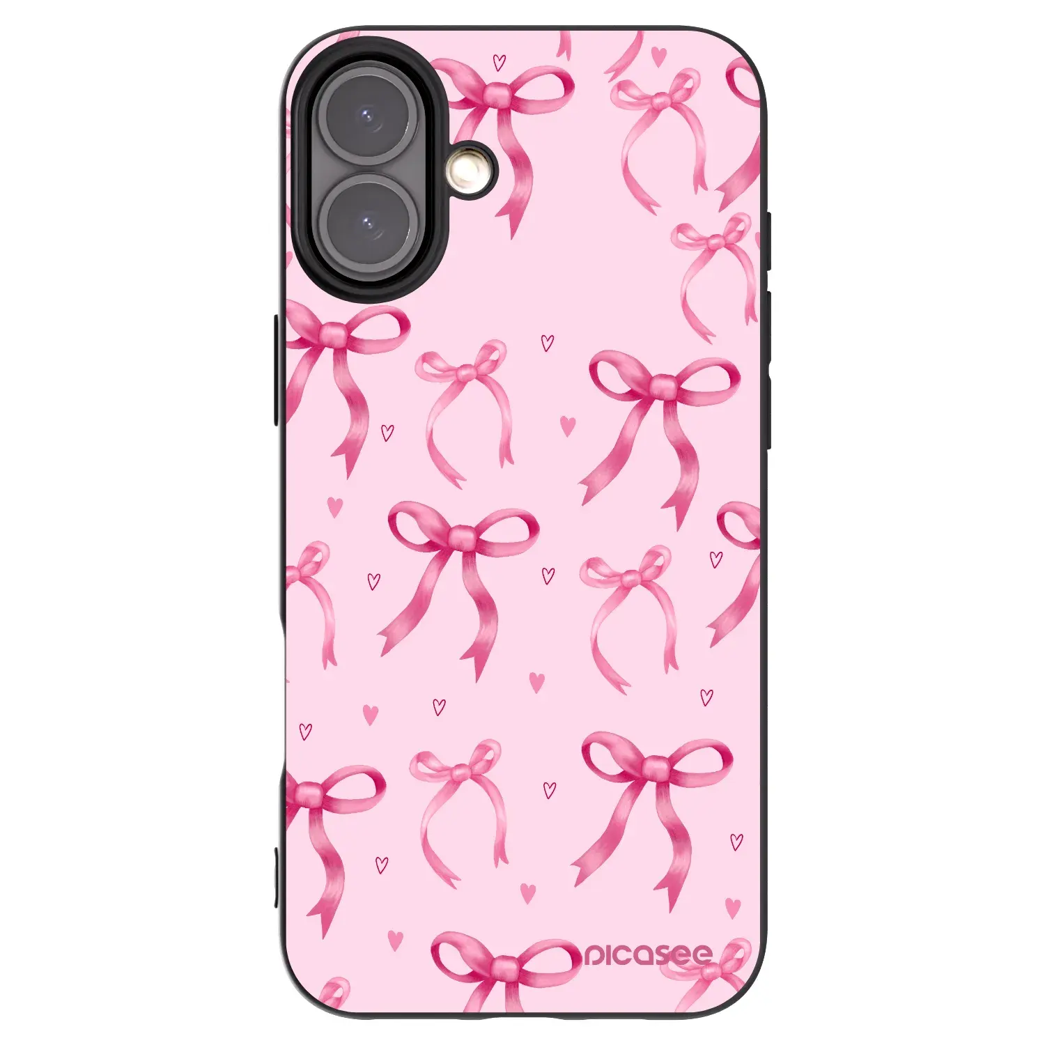 Silikonový černý obal pro Apple iPhone 16 Plus - Bow Aesthetic