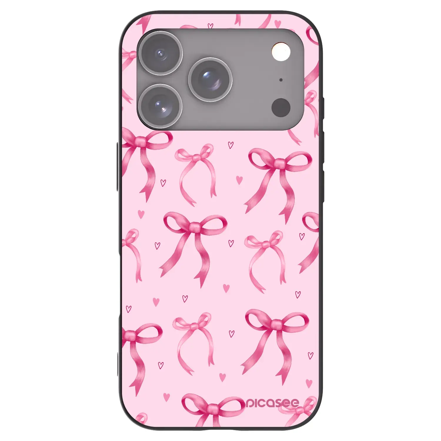 Silikonový černý obal pro Apple iPhone 17 Pro - Bow Aesthetic