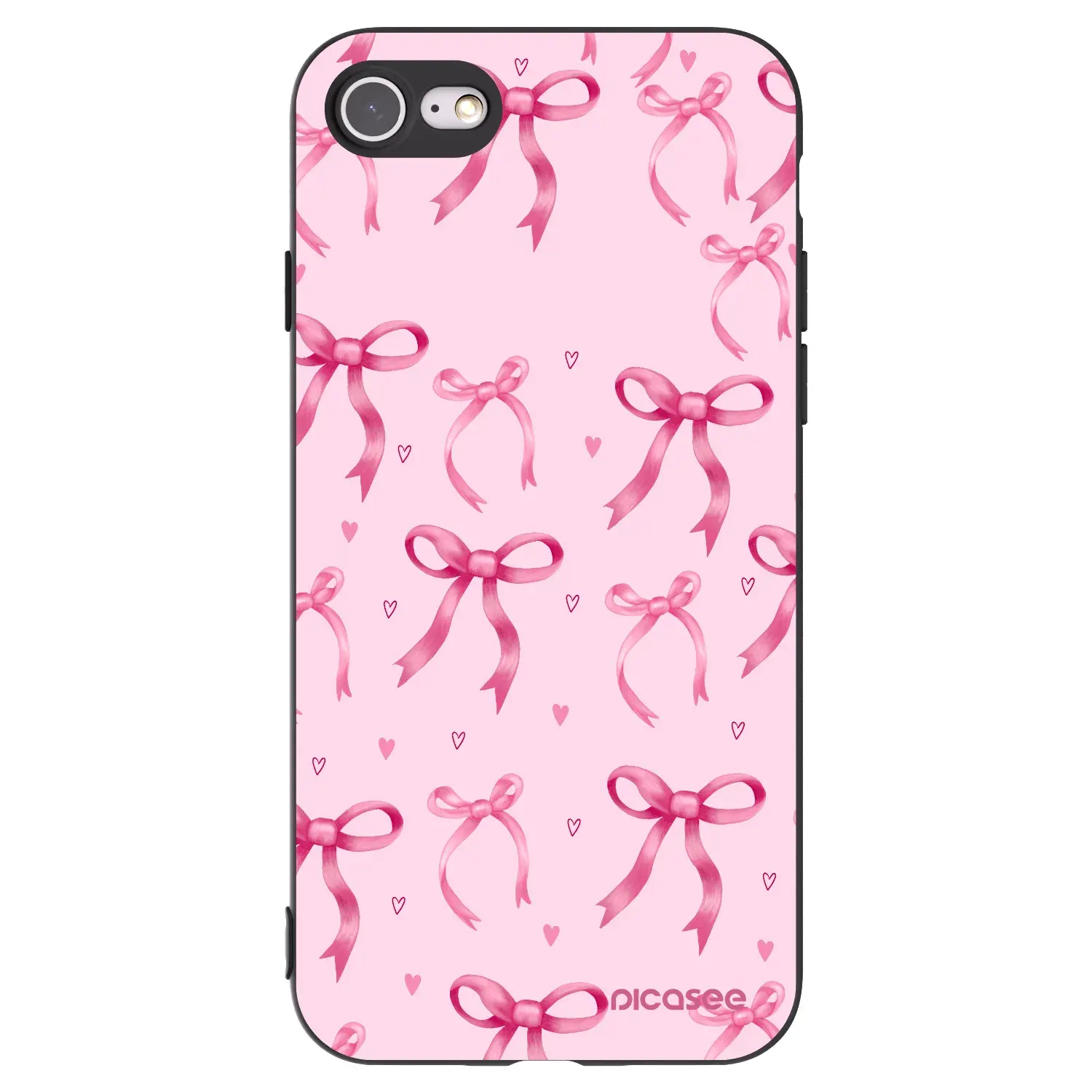 Silikonový černý obal pro Apple iPhone SE 2020 - Bow Aesthetic