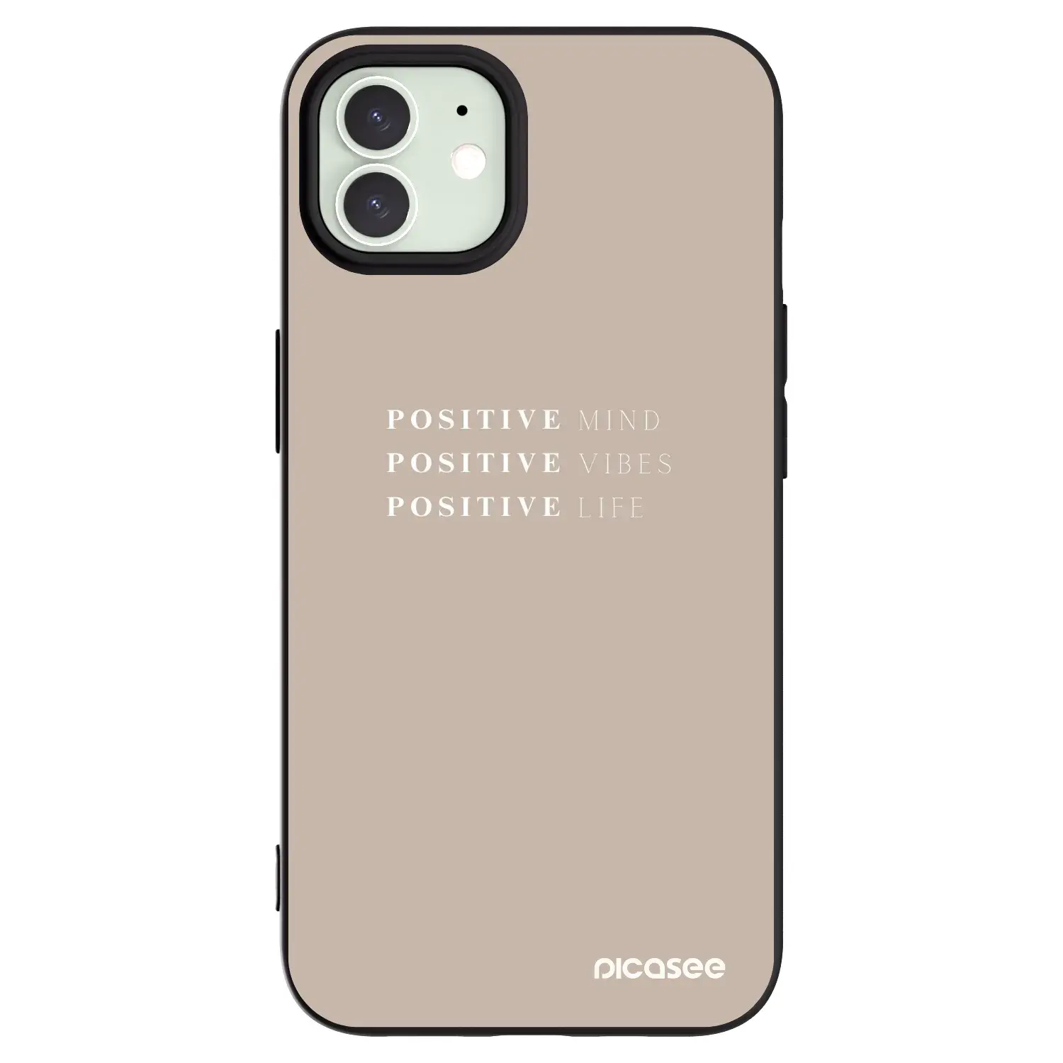 Silikonový černý obal pro Apple iPhone 12 - Positive Vibes