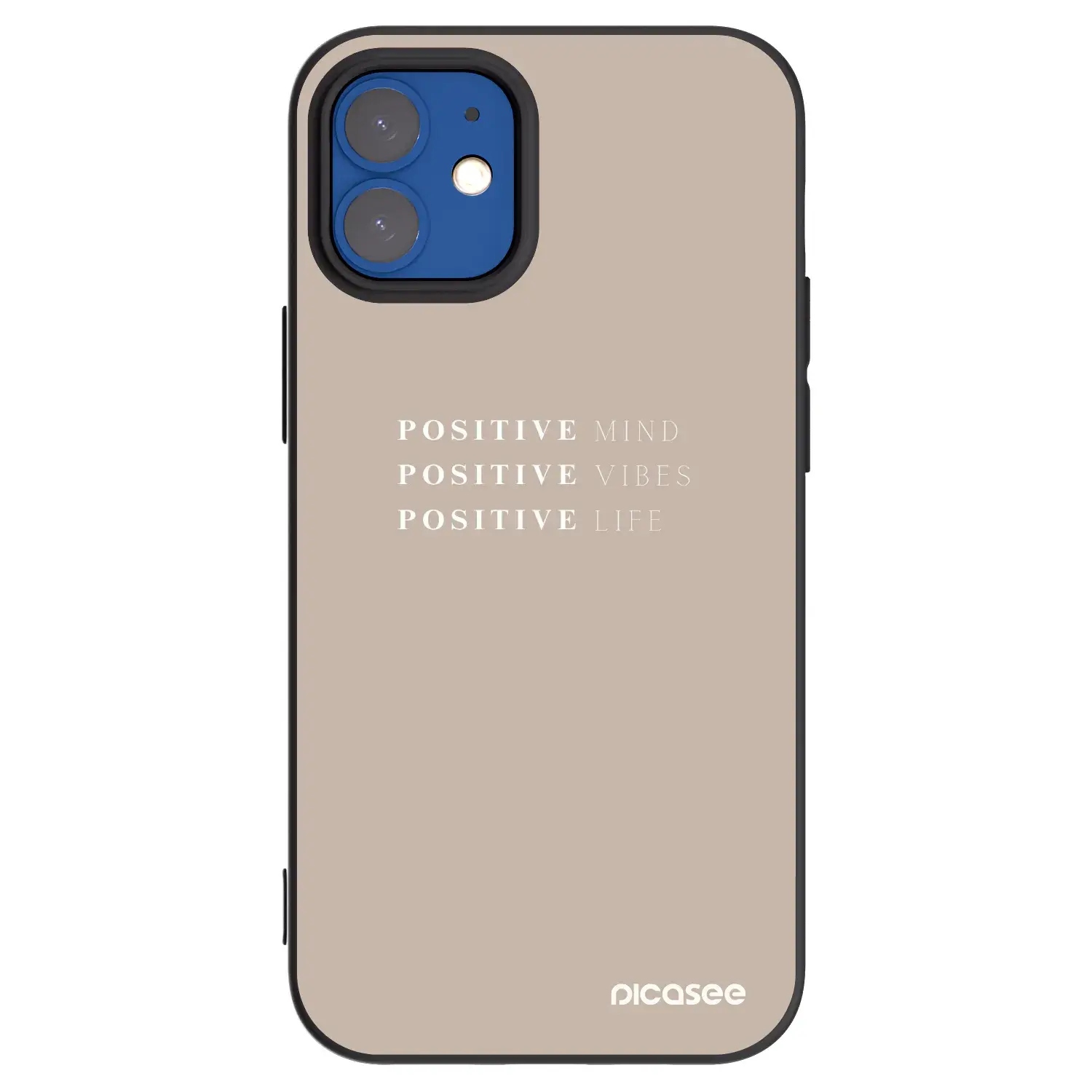 Silikonový černý obal pro Apple iPhone 12 mini - Positive Vibes
