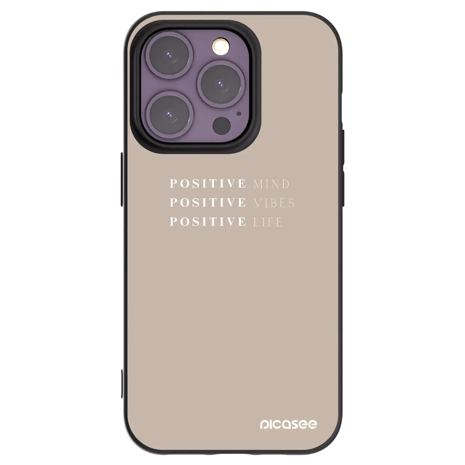 Silikonový černý obal pro Apple iPhone 14 Pro - Positive Vibes