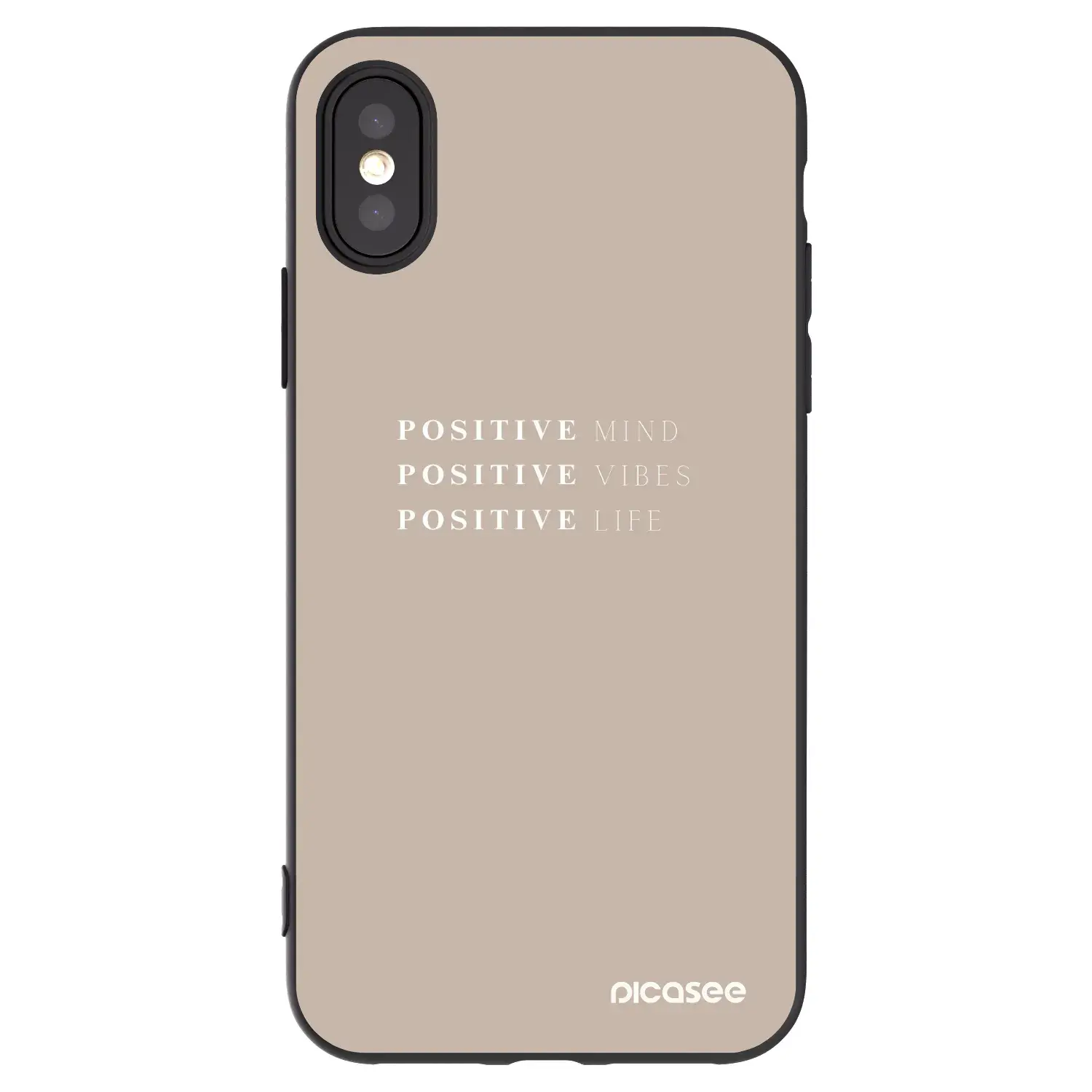 Silikonový černý obal pro Apple iPhone X/XS - Positive Vibes