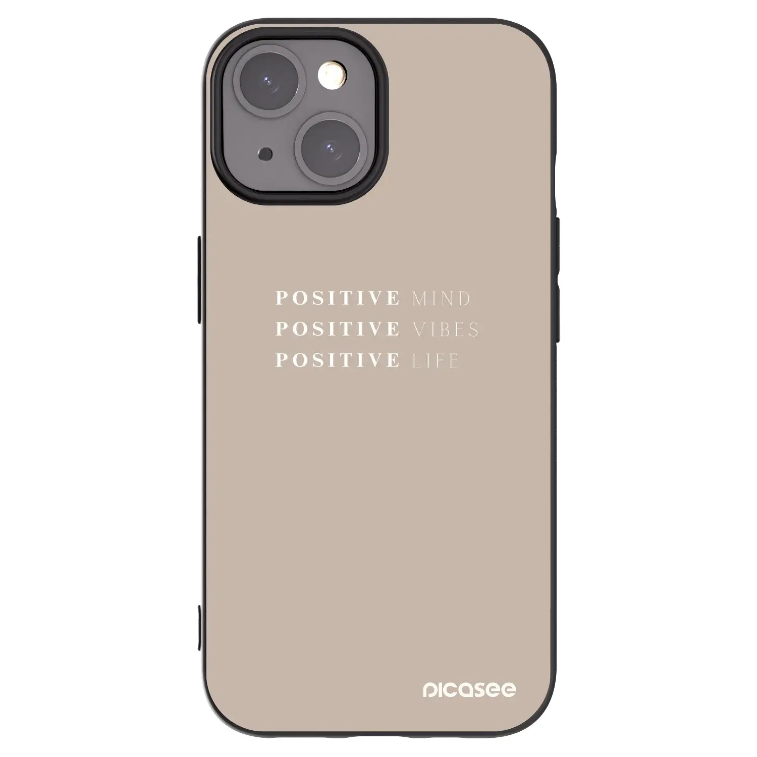 Silikonový černý obal pro Apple iPhone 15 - Positive Vibes