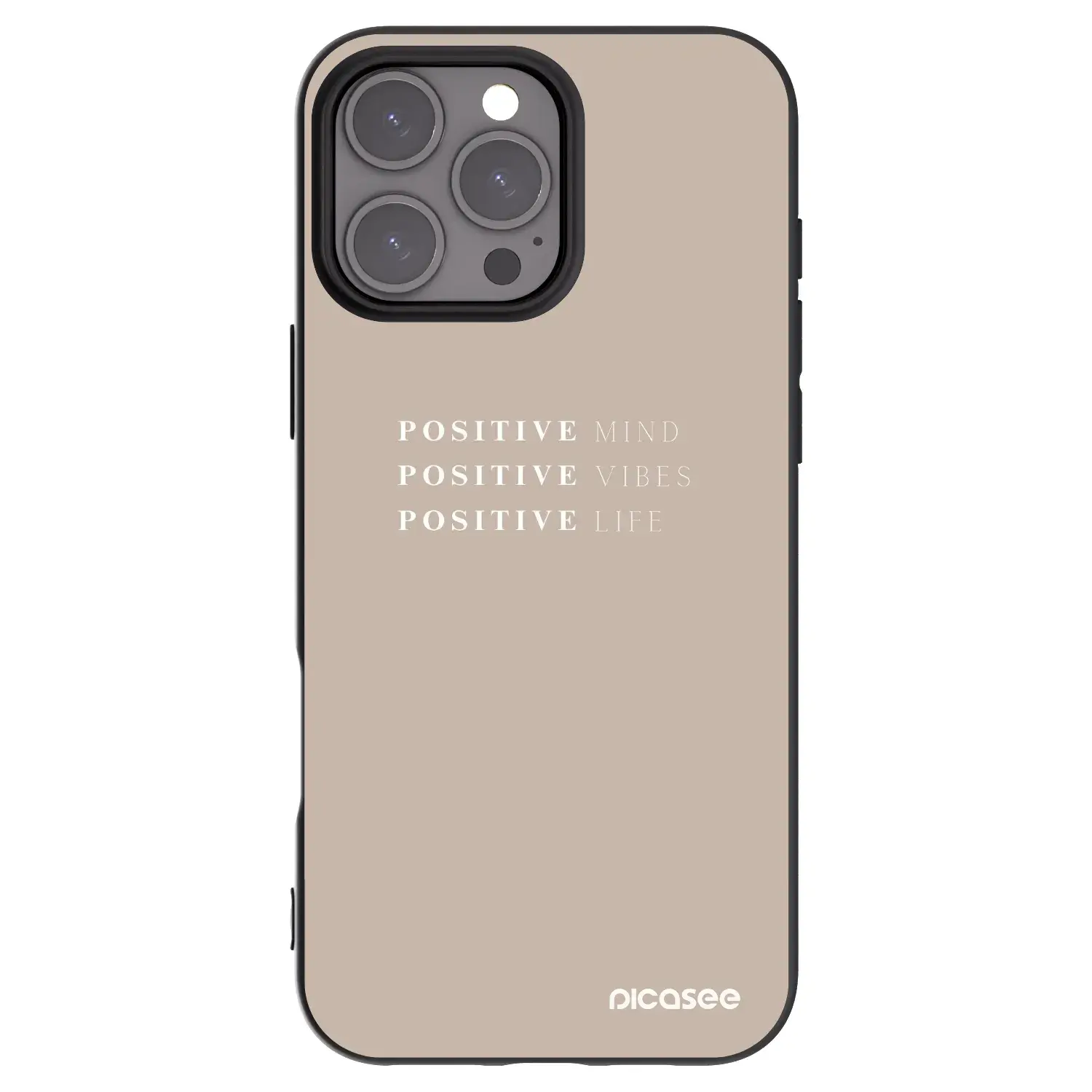 Silikonový černý obal pro Apple iPhone 16 Pro Max - Positive Vibes