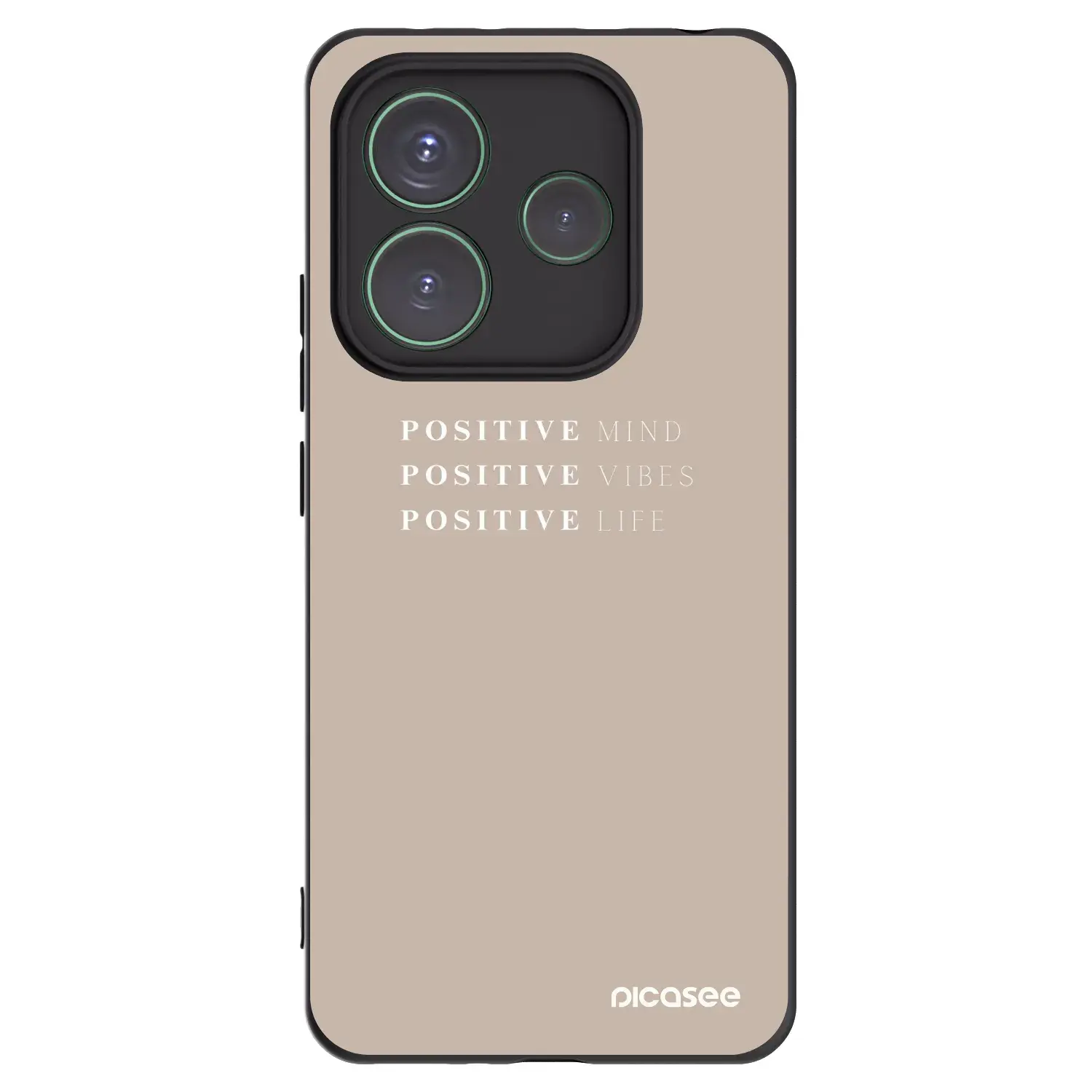 Silikonový černý obal pro Xiaomi Redmi Note 14 5G - Positive Vibes