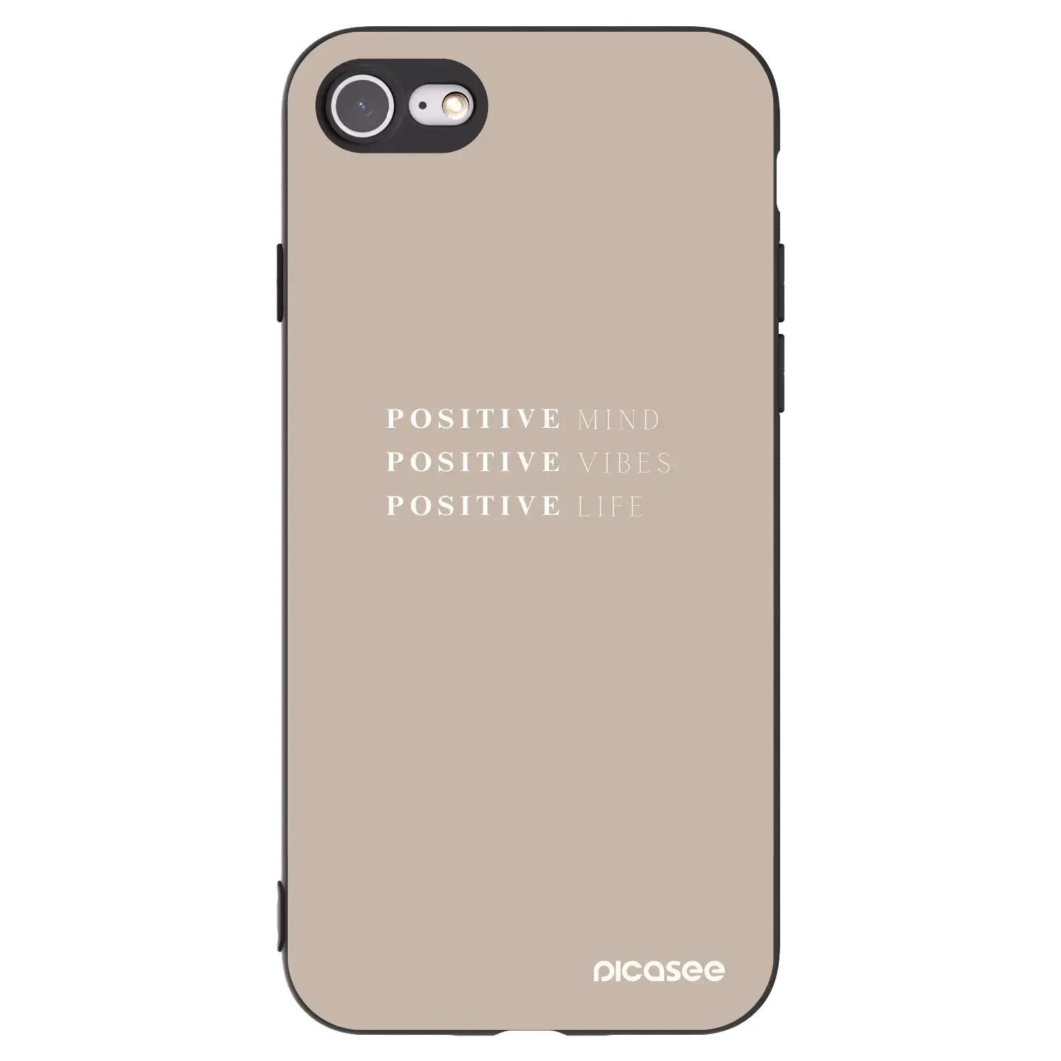 Silikonový černý obal pro Apple iPhone SE 2020 - Positive Vibes