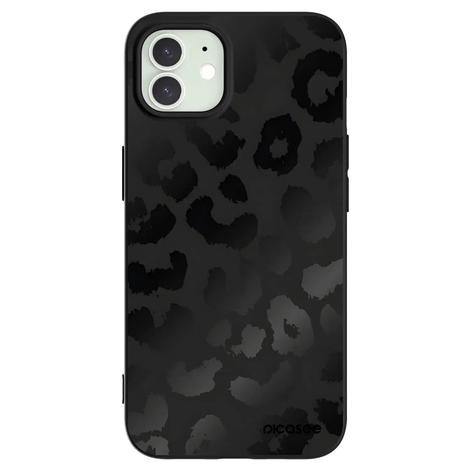 Silikonový černý obal pro Apple iPhone 12 - Midnight Leopard
