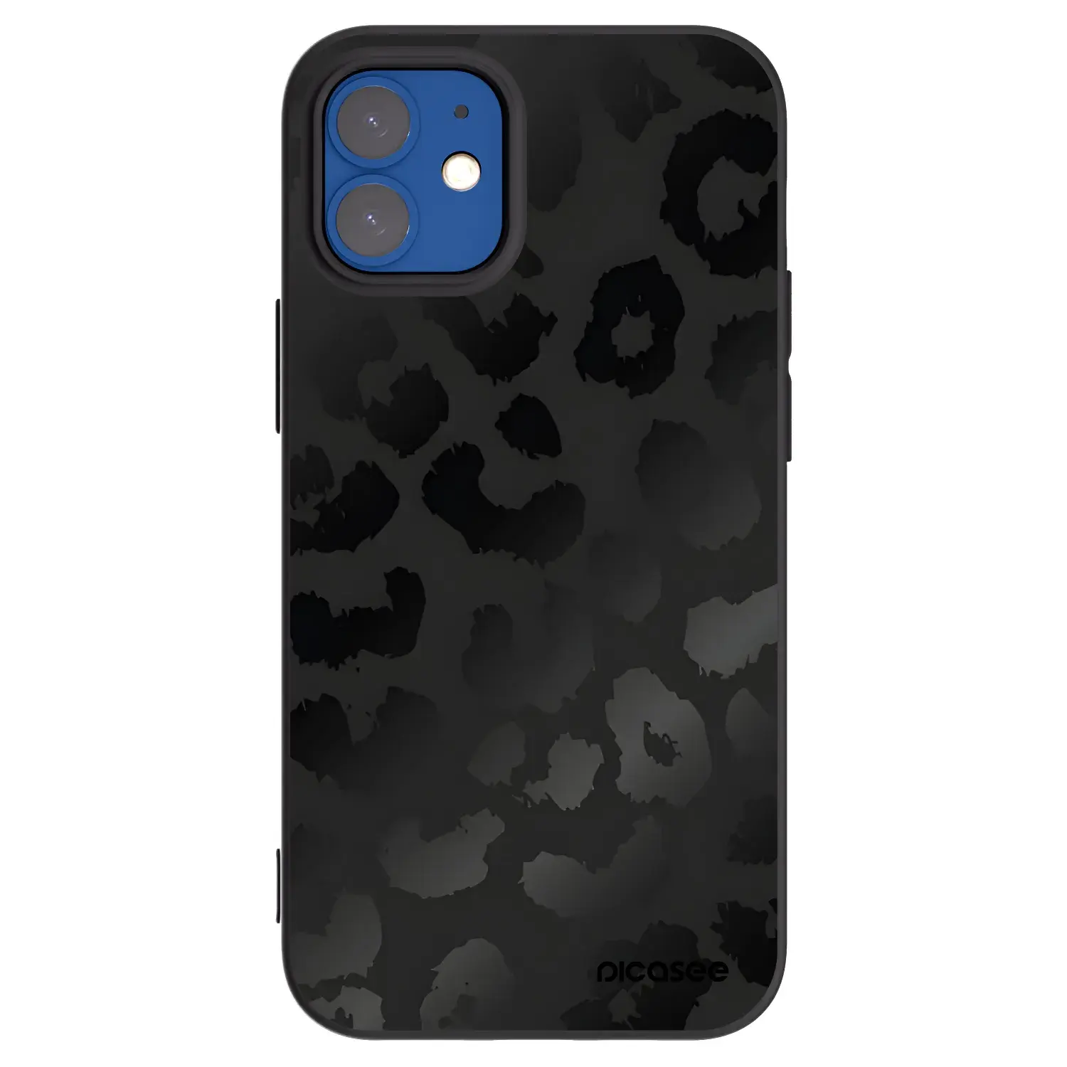 Silikonový černý obal pro Apple iPhone 12 mini - Midnight Leopard