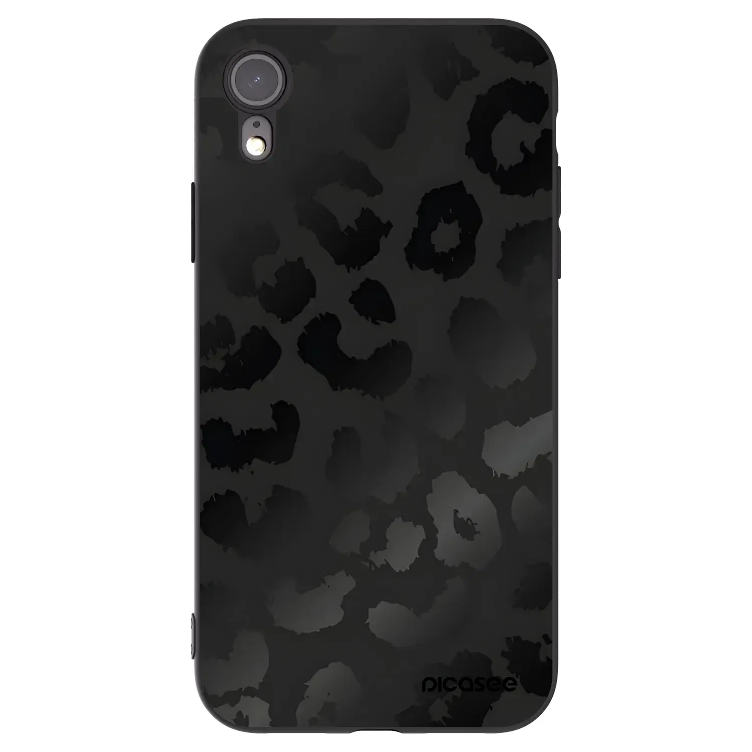 Silikonový černý obal pro Apple iPhone XR - Midnight Leopard